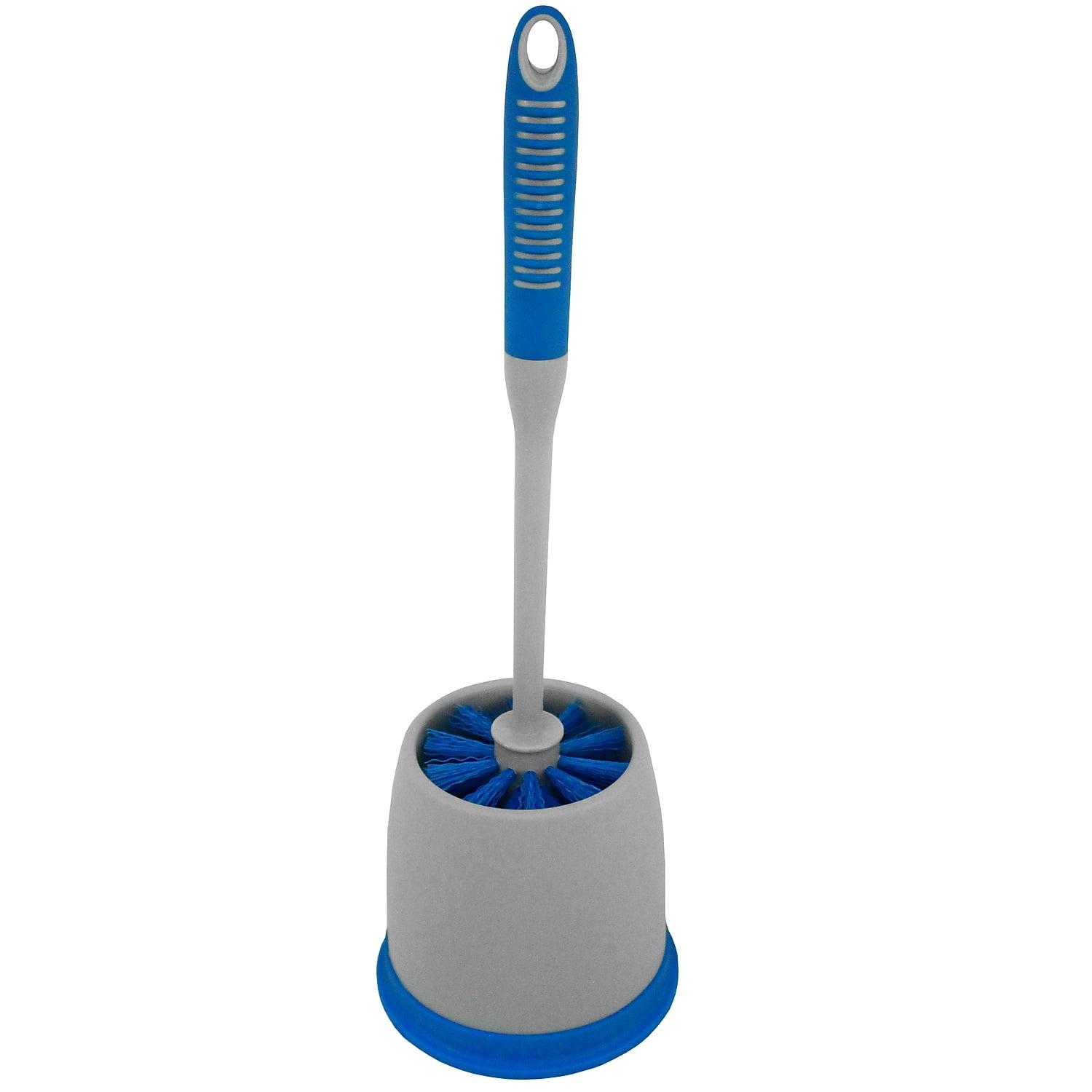 Blue and Gray Plastic Toilet Brush with Caddy