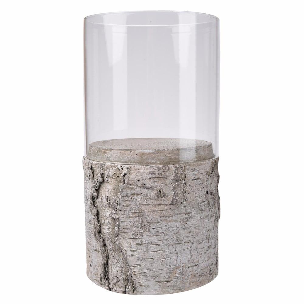 7.5" Gray Cement and Glass Candle Holder