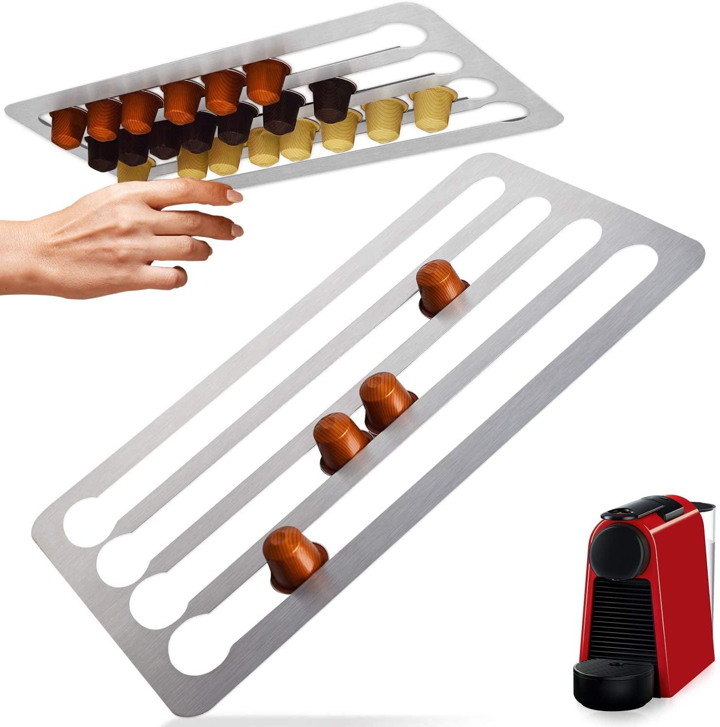 Impresa Stainless Steel Capsule Holder Compatible with Nespresso Pods - 16"L x 8.6"W (41cm x 22 cm) - Holds 44