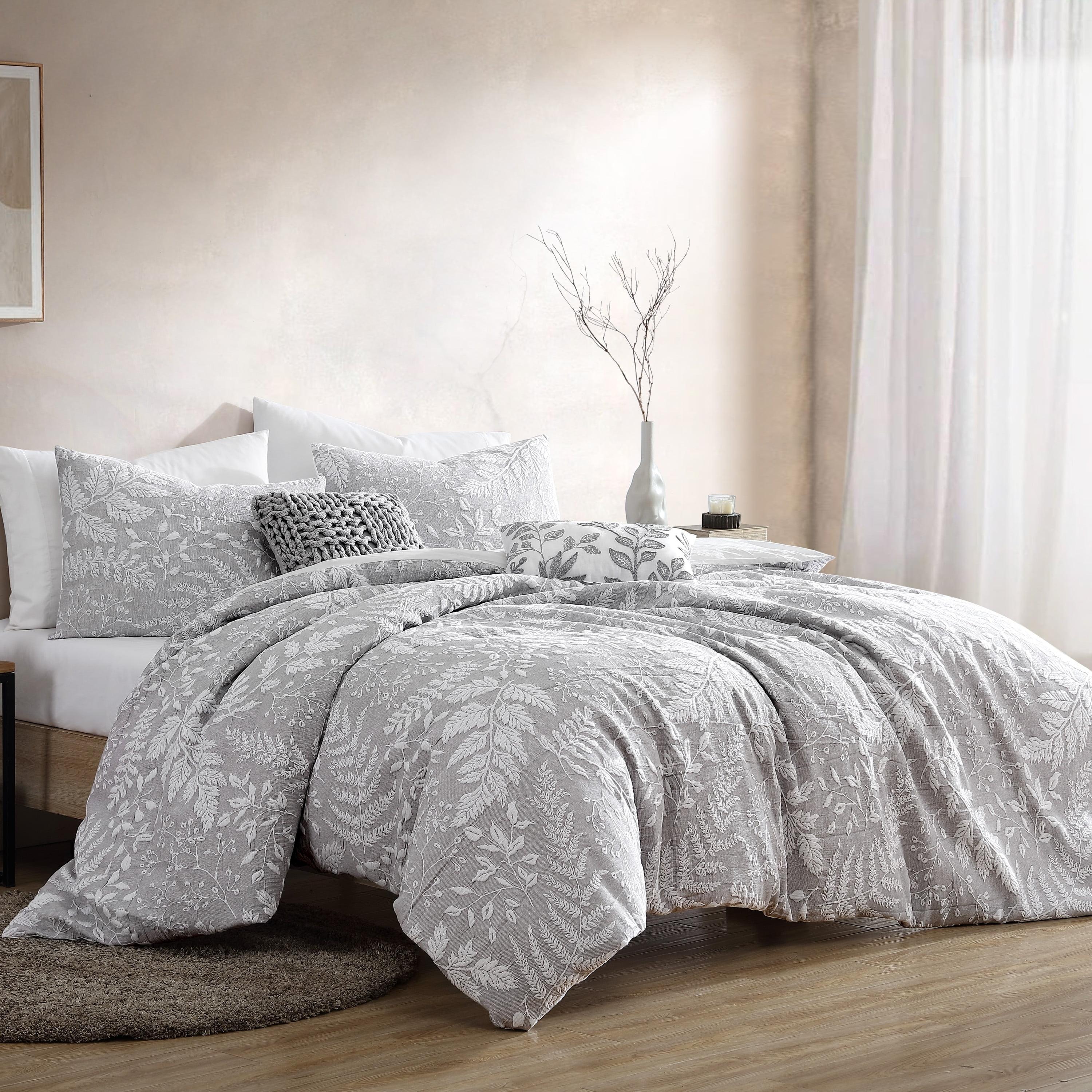 Riverbrook Home 6pc Queen Inverness Comforter Bedding Set Gray: Matelasse Design, Botanical Pattern, Includes Decorative Pillows