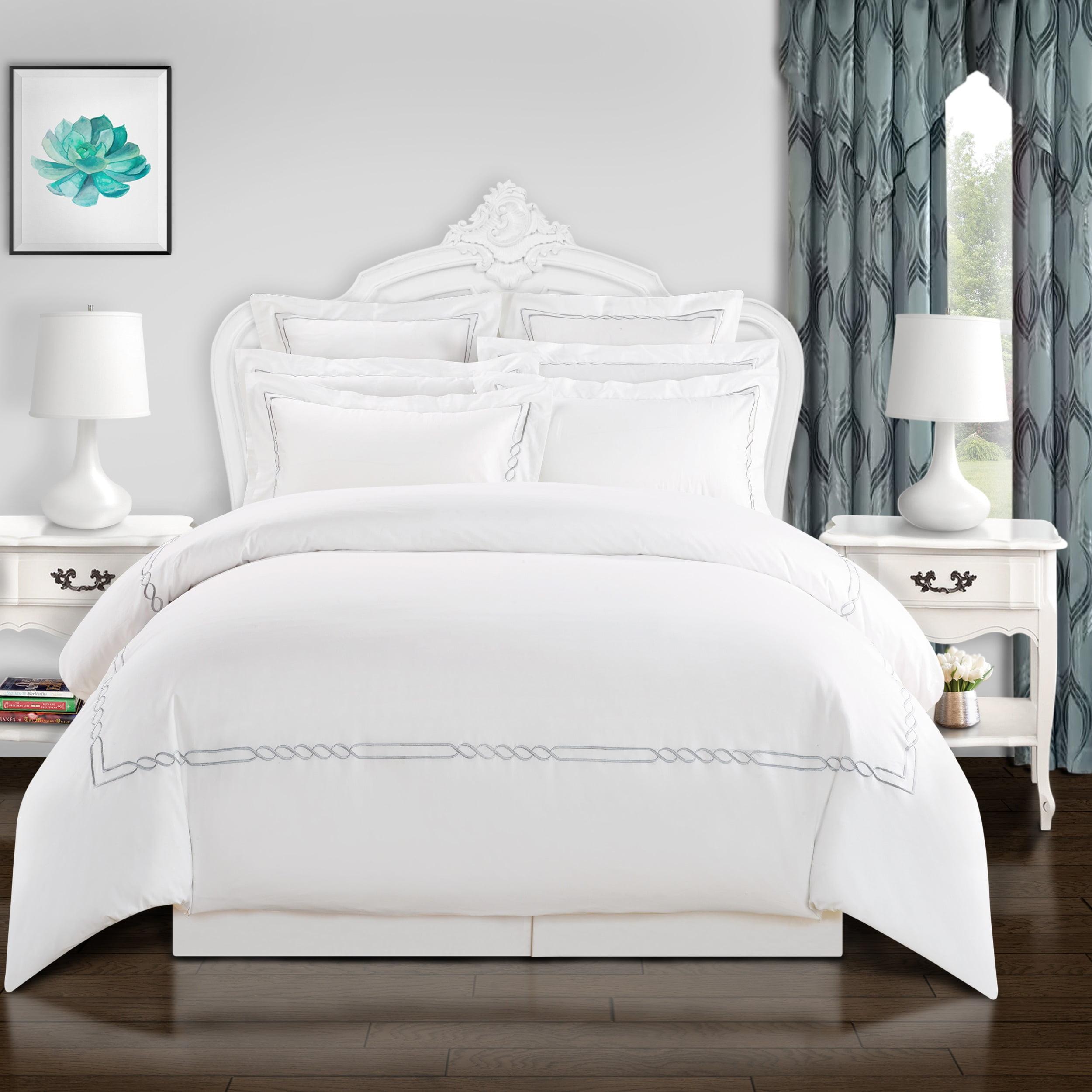 Lorenz Twin/Twin XL White Cotton Sateen Duvet Cover Set