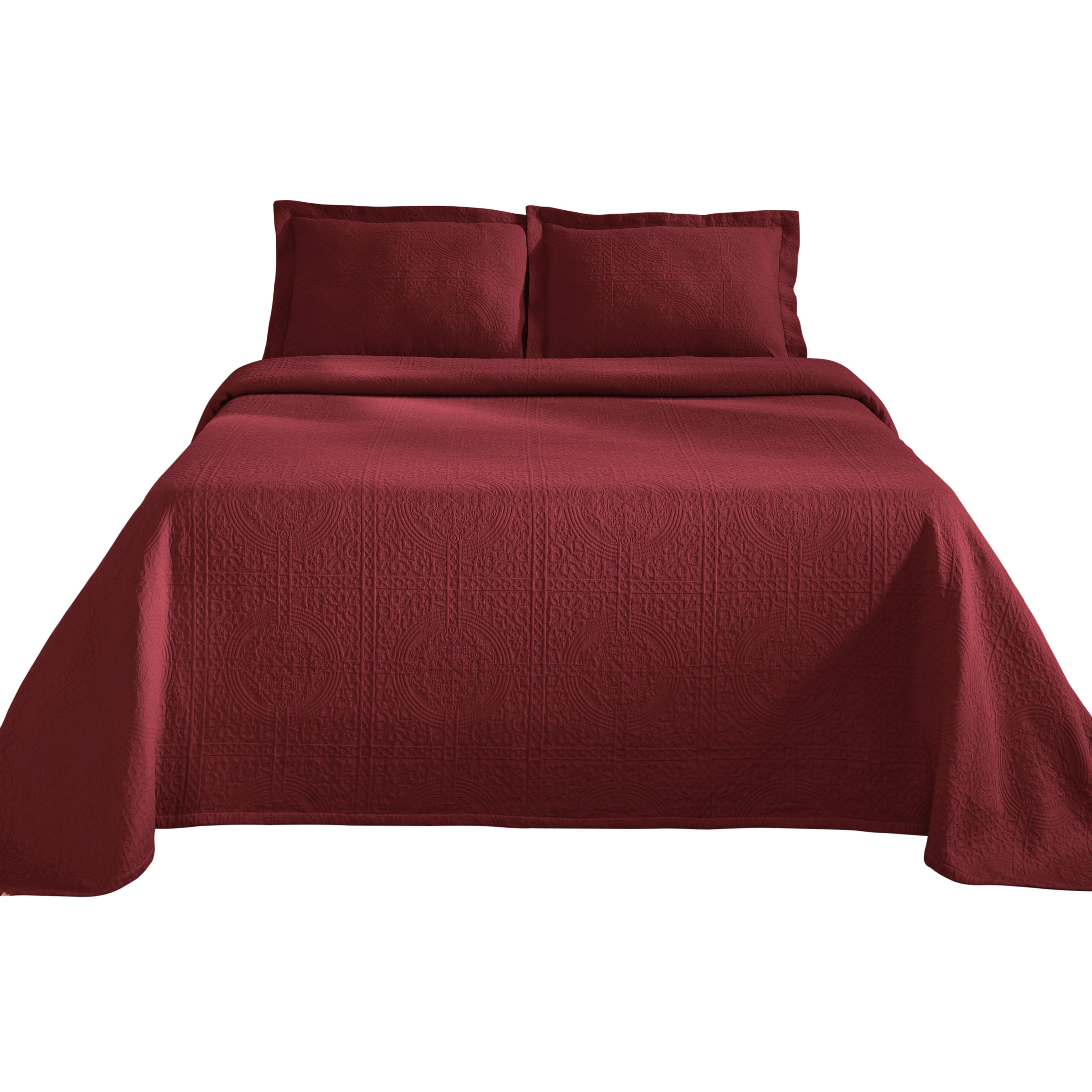 Garnet Floral Cotton Twin Bedspread Set with Pillowsham