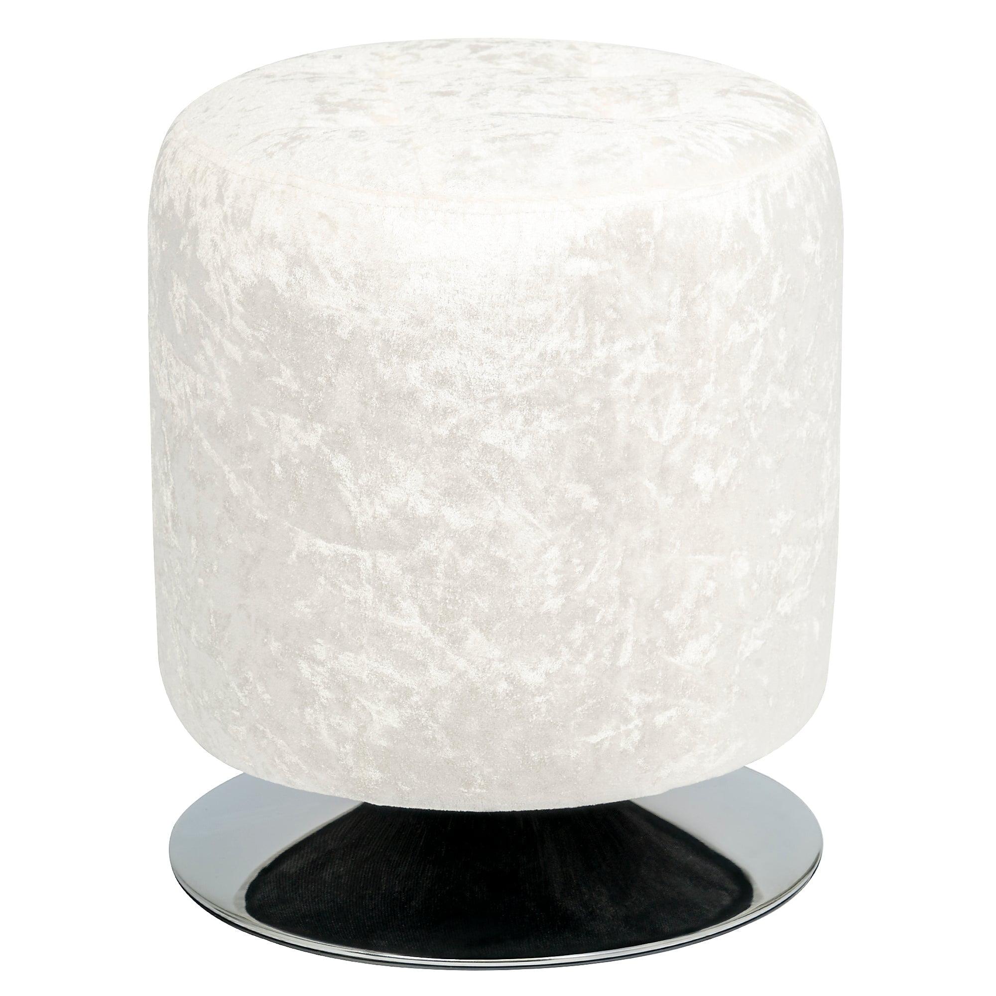 Impressions Vanity Rosey Tufted Vanity Ottoman with 360 Degree Swivel (White Faux Leather)