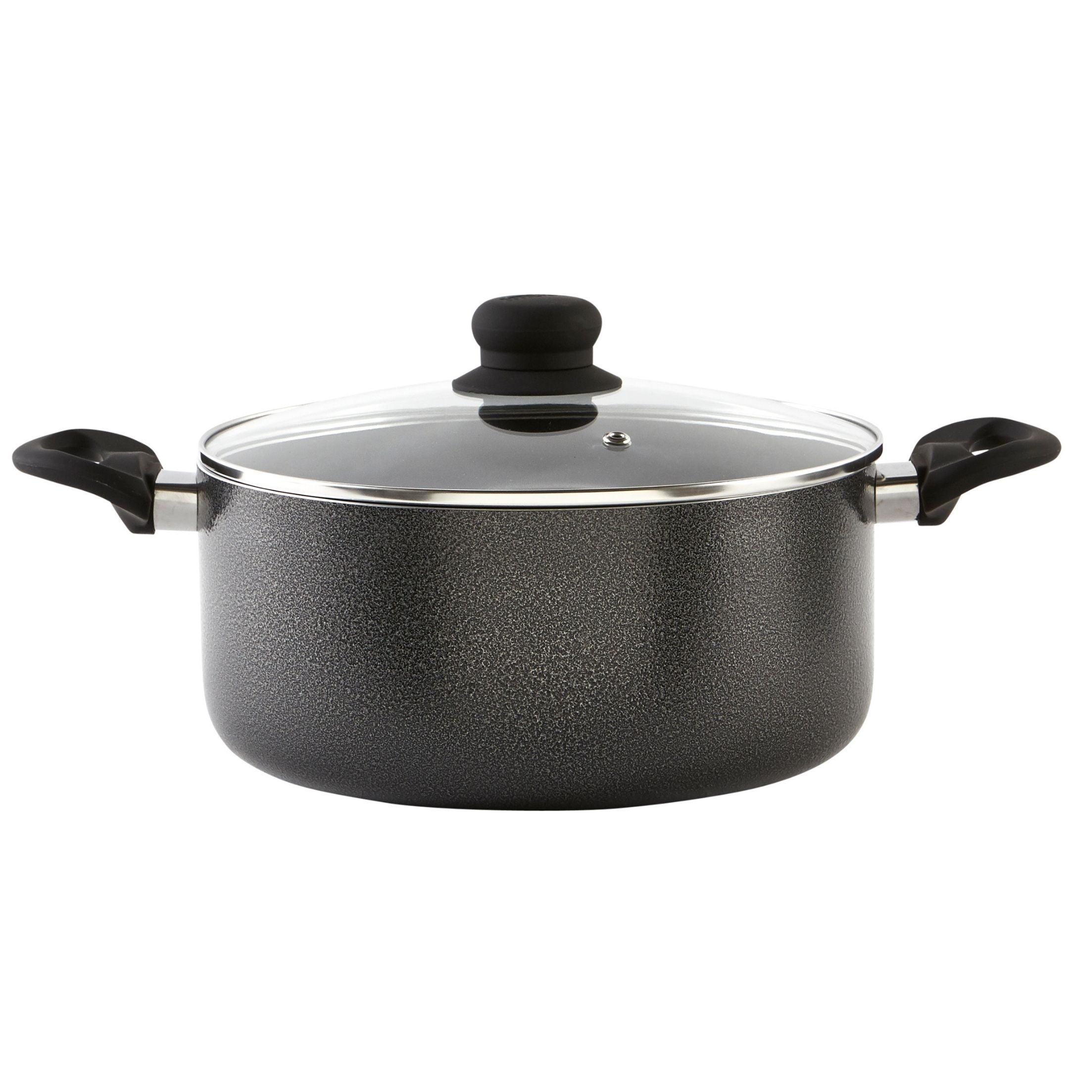 4.8 Quart Nonstick Charcoal Aluminum Stock Pot with Glass Lid