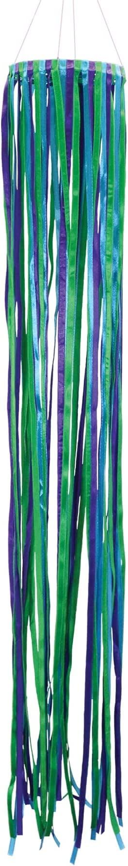 Vibrant Blue and Green Satin Ribbon Windsock