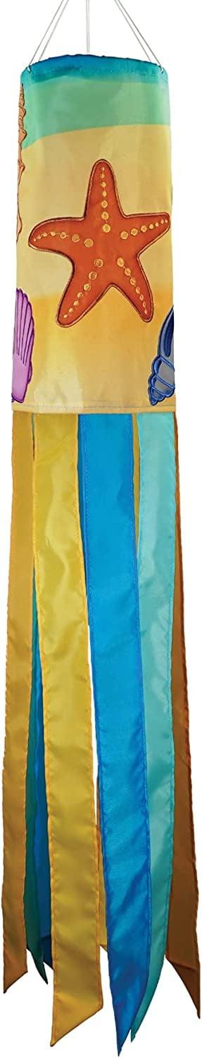 Seashell Applique Multicolor 40-Inch Outdoor Windsock