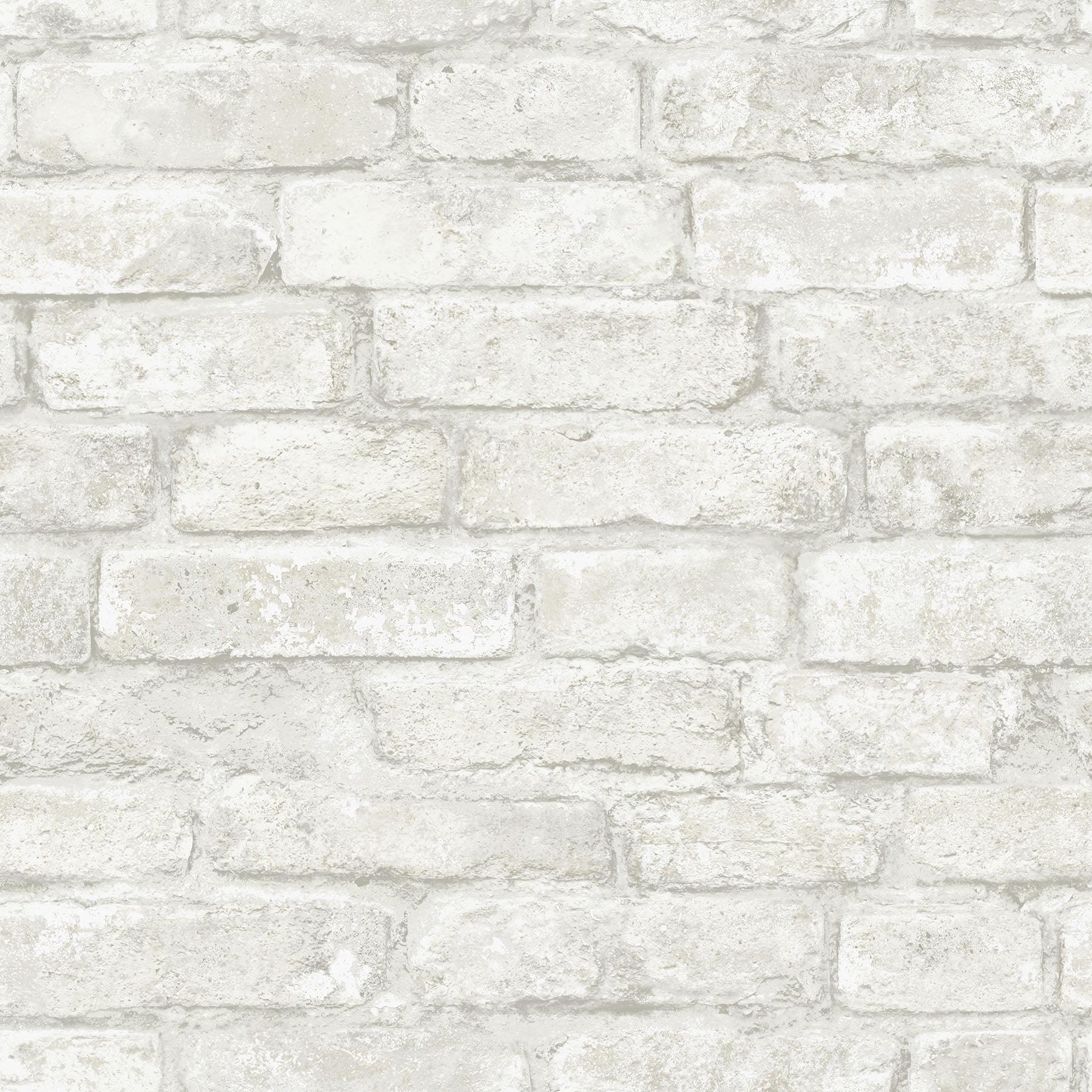 White Distressed Brick Peel and Stick Wallpaper, 20.8 in x 18 ft