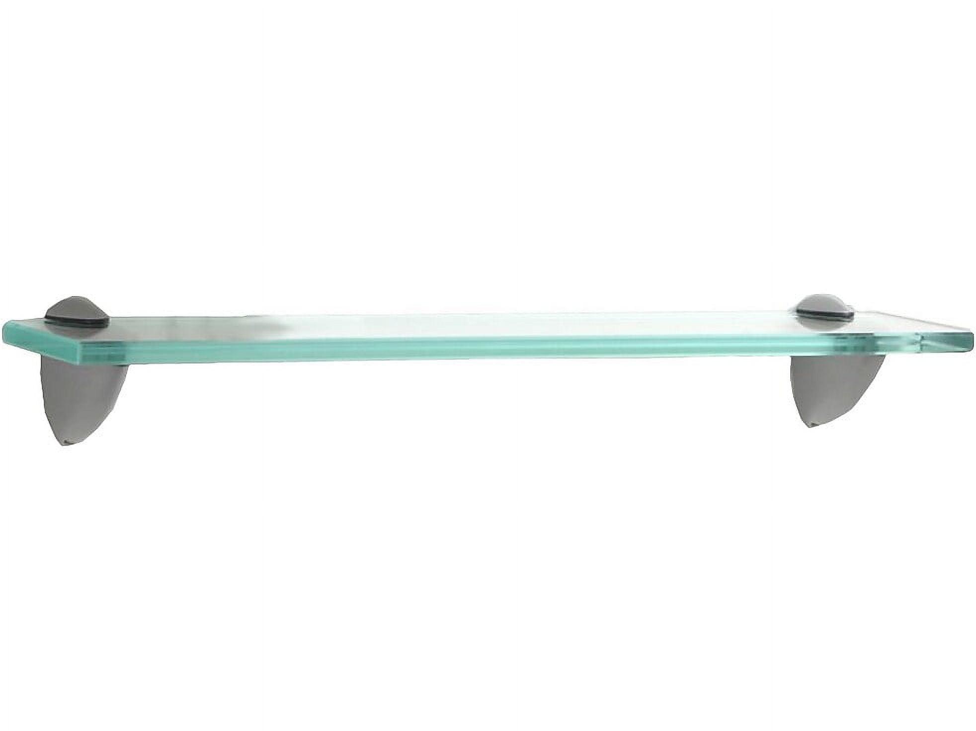InPlace Glass Bracketed Wall Shelf, Clear Glass Floating Shelf, 18" W x 3" D x 2" H