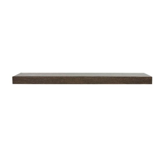 InPlace 36" Decorative Floating Shelf Wall Mounted Hidden Brackets Brown: Wood Composite, Modern Style, 15 lbs Capacity