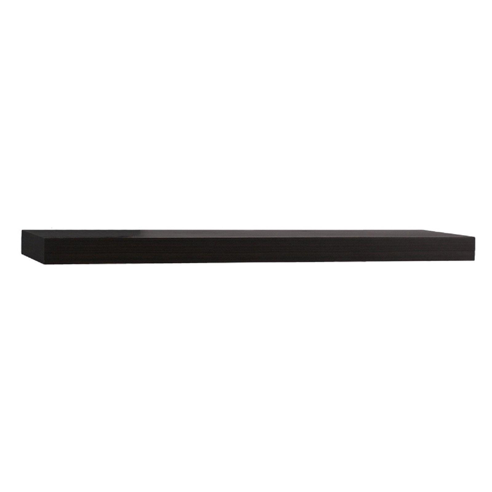 36" Black Wood Floating Wall Shelf with Hidden Brackets