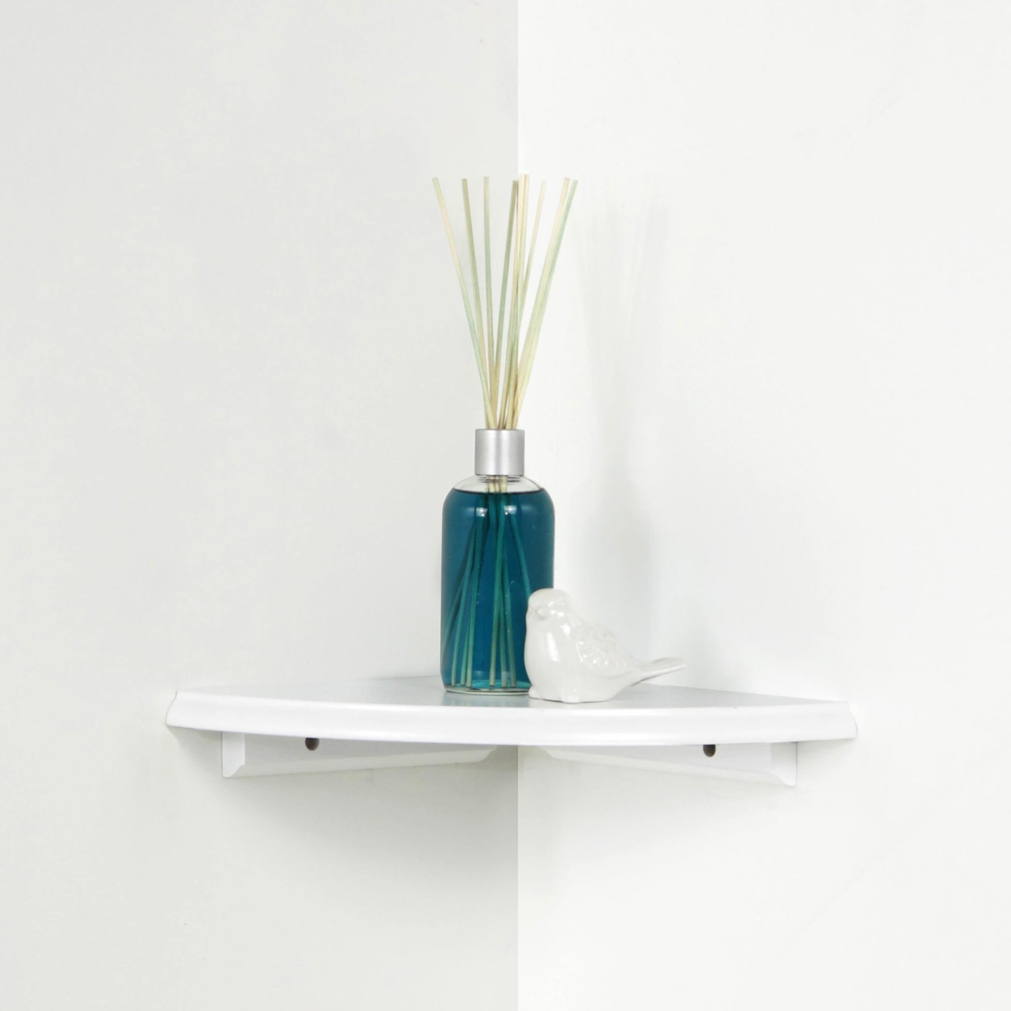 InPlace Shelves Triangle Wood Modern Wall Mount Wood Corner Shelf Kit, One, 10Wx10Dx1.88H, White
