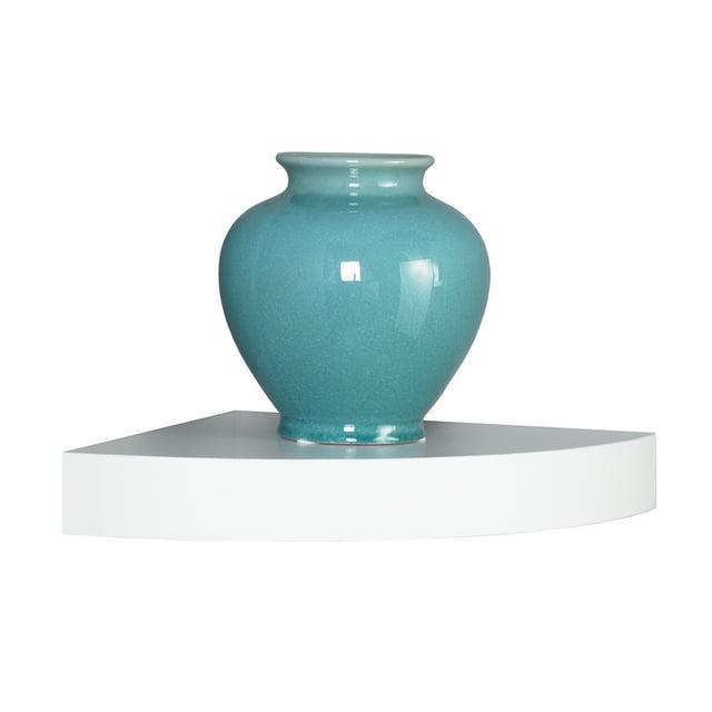 InPlace 11.8" x 11,8" Floating Corner Shelf Wall Mounted White: Modern Style, Wood Composite, Includes Mounting Hardware