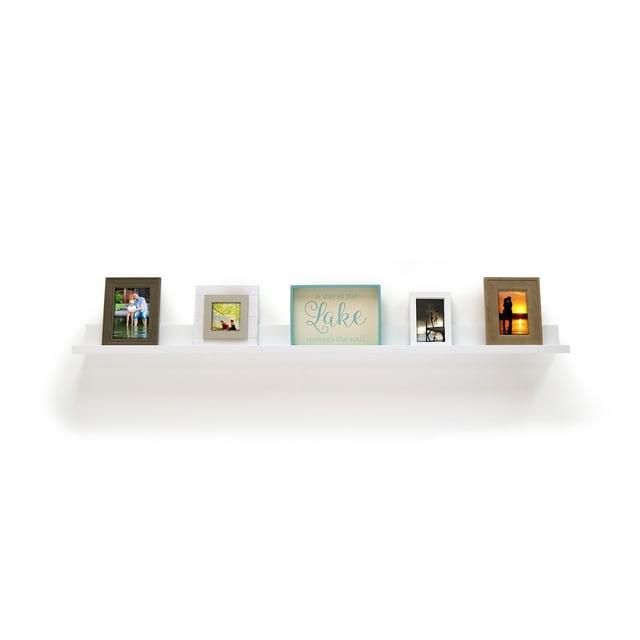 InPlace 72" x 4.5" Picture Ledge Wall Shelf- White: Modern Floating Display, MDF, Includes Mounting Hardware