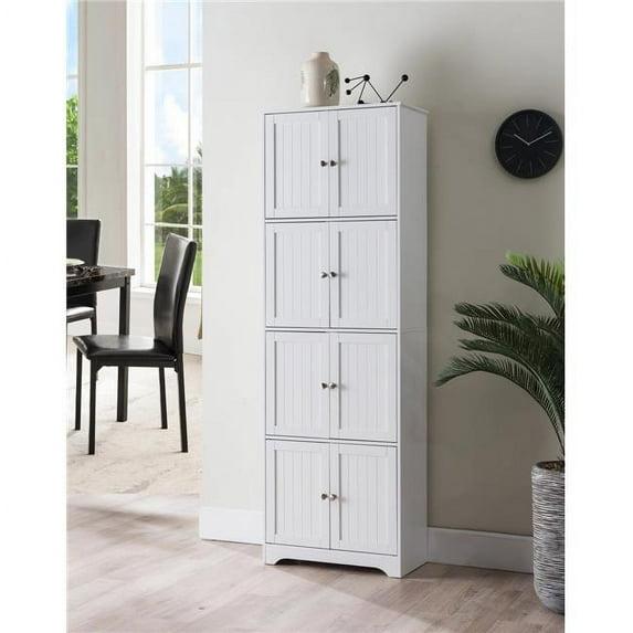 Kings Brand Furniture Lyons 4-Tier 68" Kitchen Pantry Storage Cabinet with 8 Doors, White