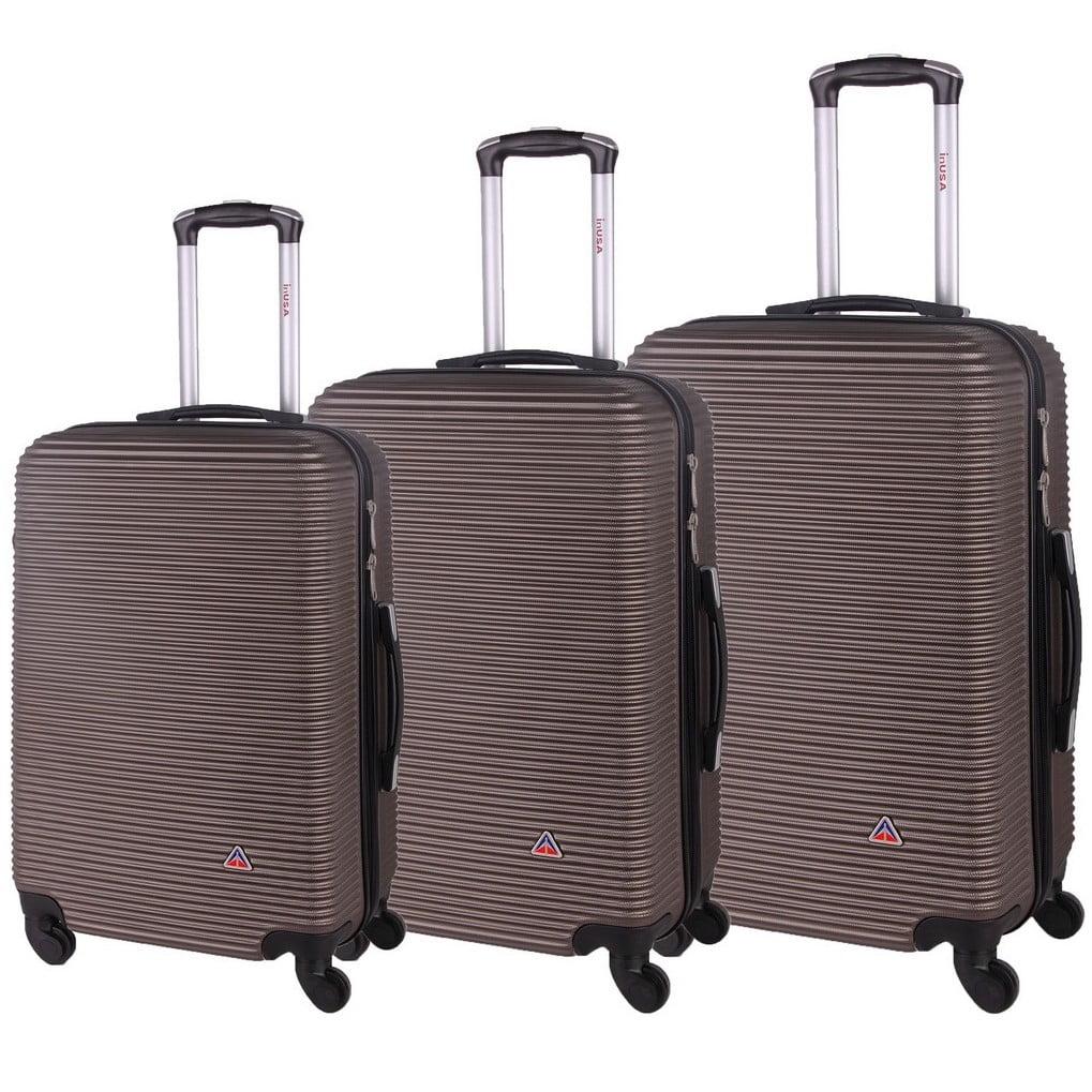 InUSA Royal 3pc Hardside Checked Spinner Luggage Set - Brown