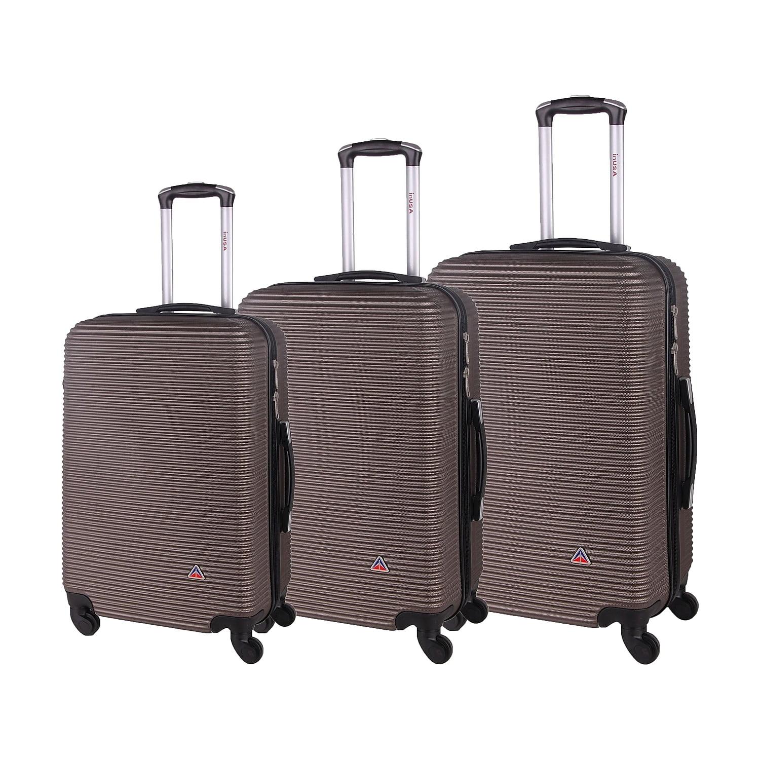 InUSA Royal 3pc Hardside Checked Spinner Luggage Set - Brown