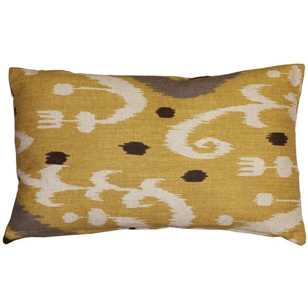 Indah Yellow Ikat Rectangular Cotton Polyester Throw Pillow