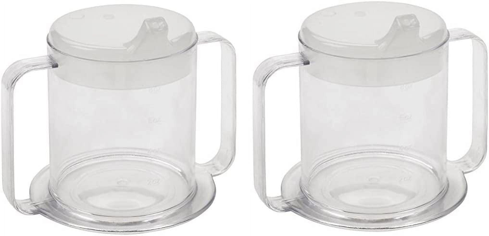 Clear Plastic 10 oz Travel Mug with Dual Handles and Lids