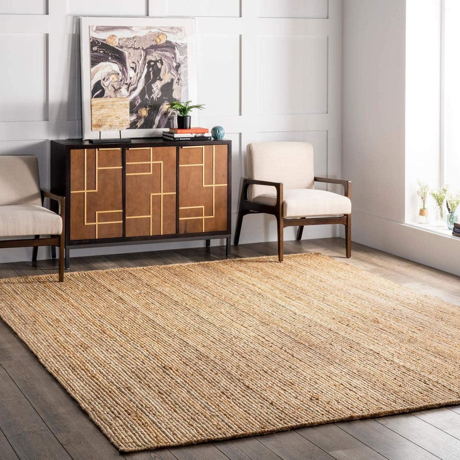 nuLOOM Rigo Hand Woven Jute Natural 8' x 10' Farmhouse Area Rug