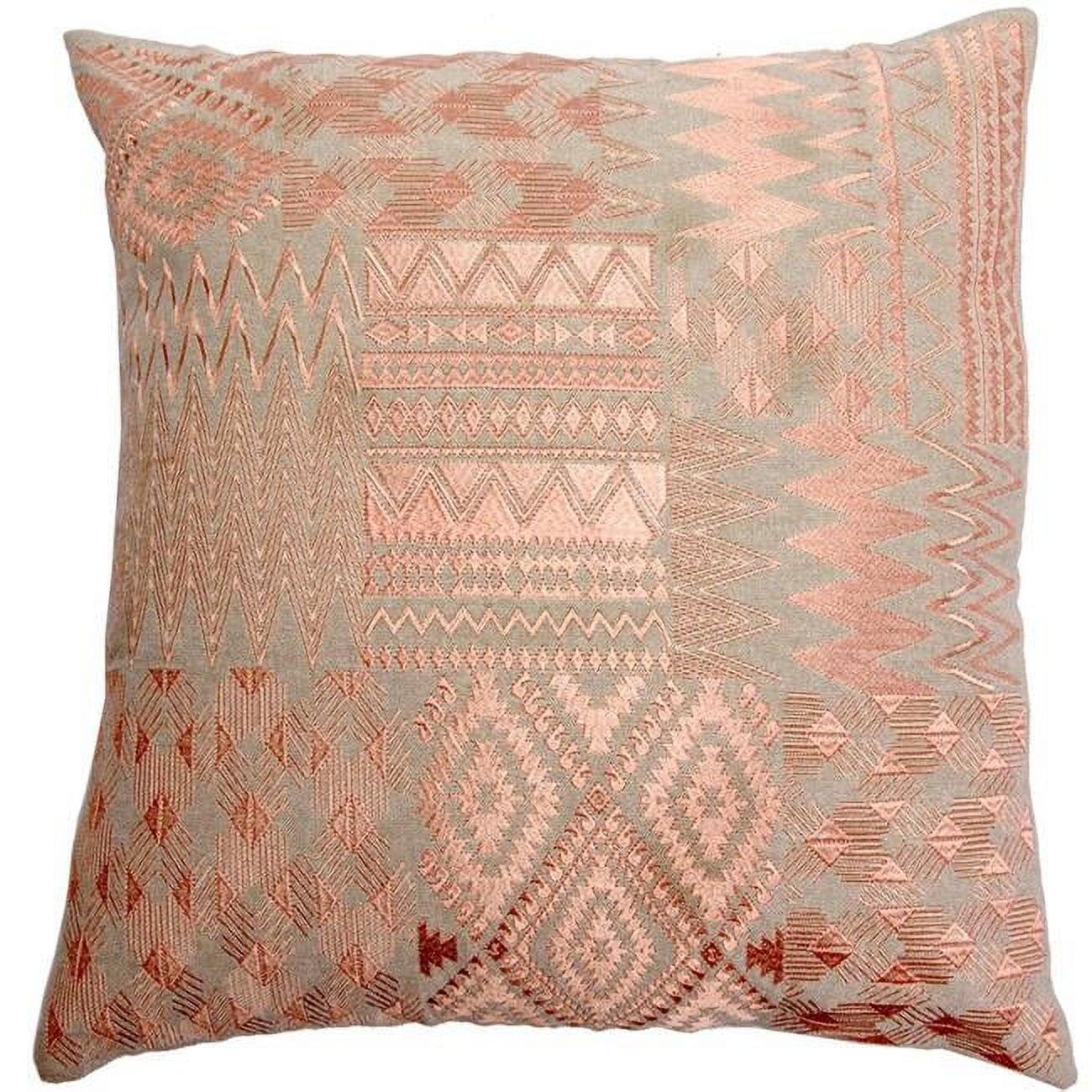 Peppermint Home Arya Embroidery Throw Pillow | Cover and Insert | 20x20 | Amber/Orange