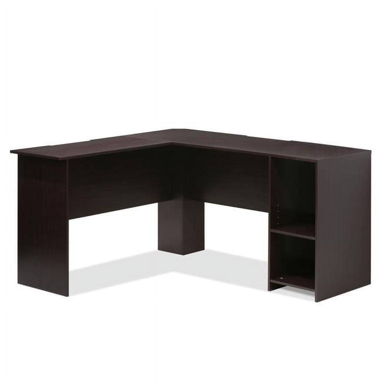 Furinno L-Shaped Computer Desk Study Gaming Table Corner Workstation with Open Bookshelves,Espresso