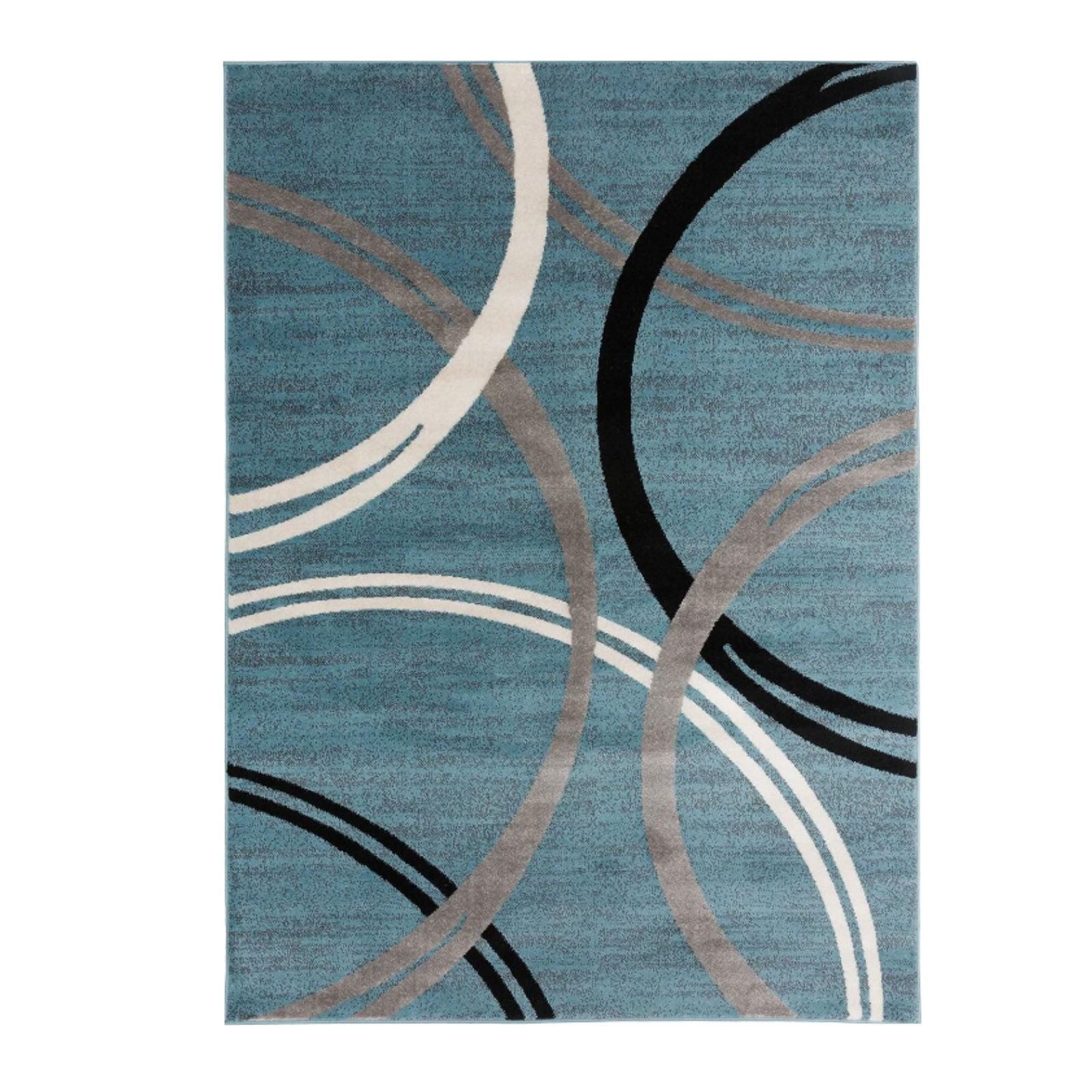 World Rug Gallery Contemporary Abstract Circles Design Blue 3'3" x 5' Area Rug