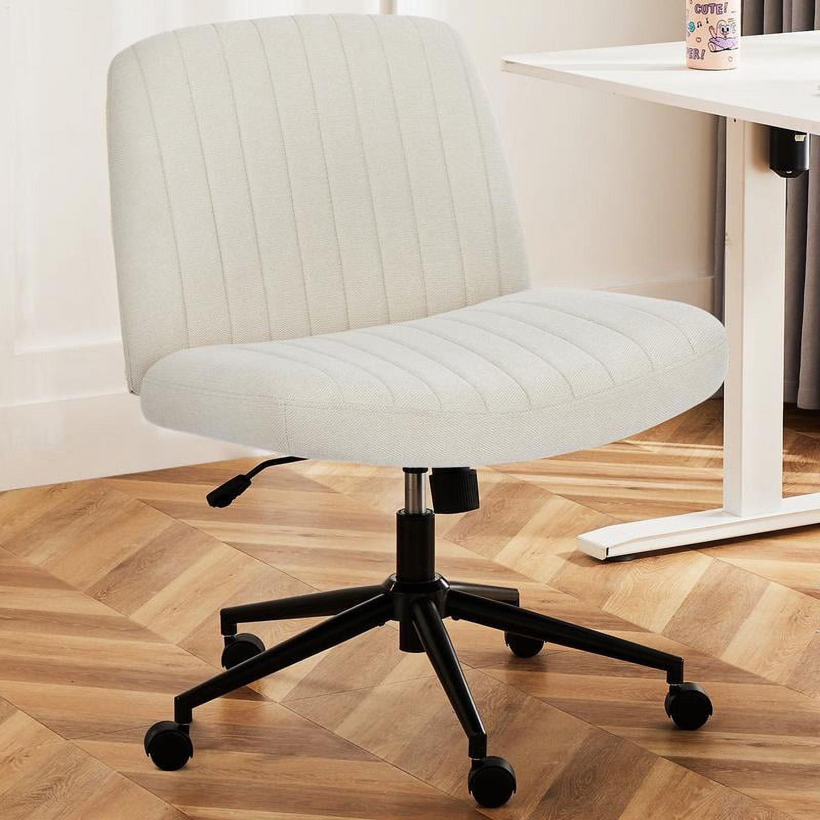 Beige Fabric Armless Office Task Chair with Wheels