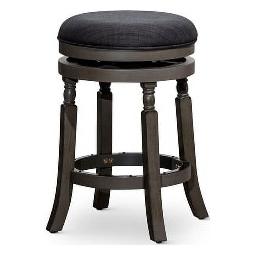 Flared Leg Charcoal Fabric 24" Swivel Saddle Stool in Weathered Gray