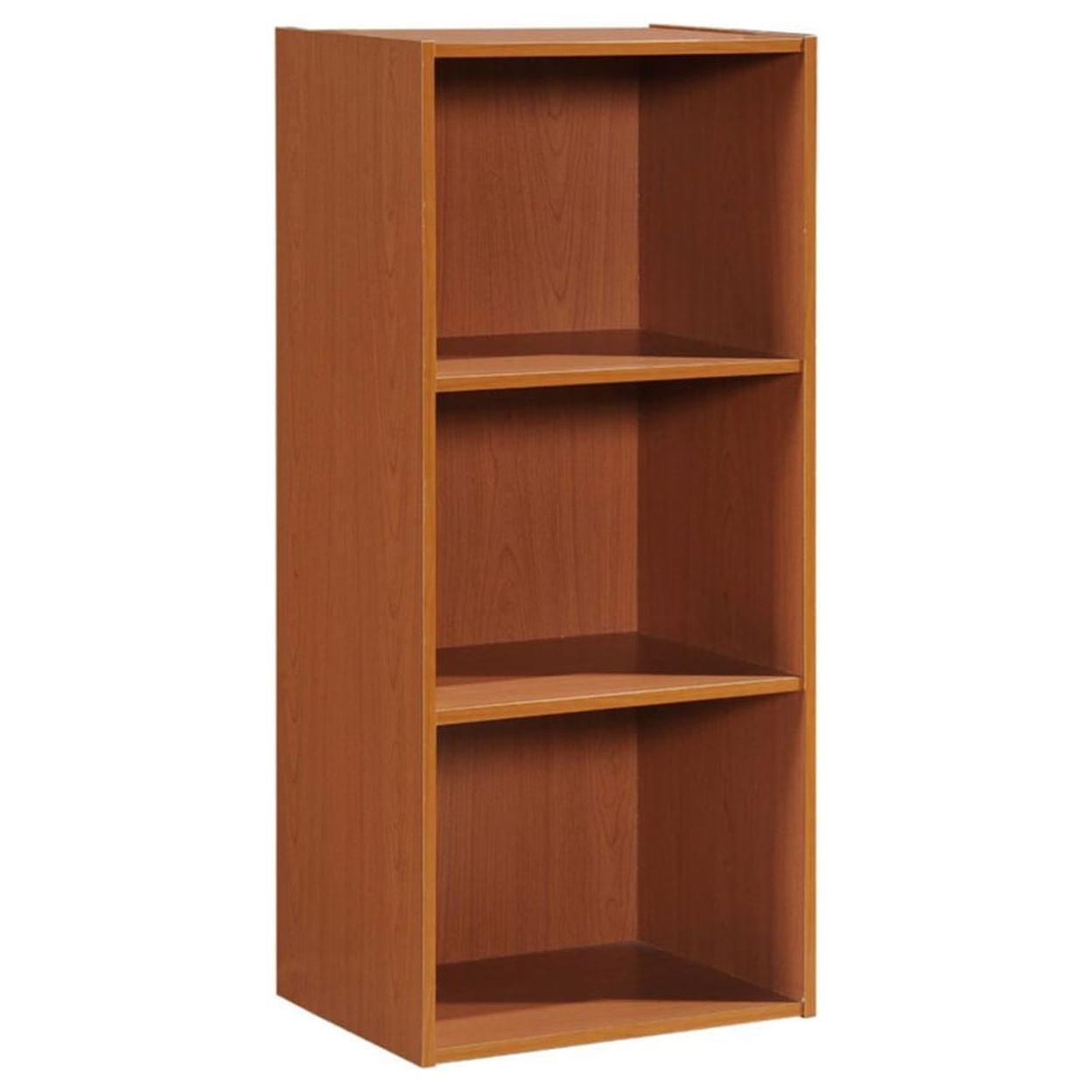 Cherry Finish 3-Shelf Wooden Bookcase for Kids