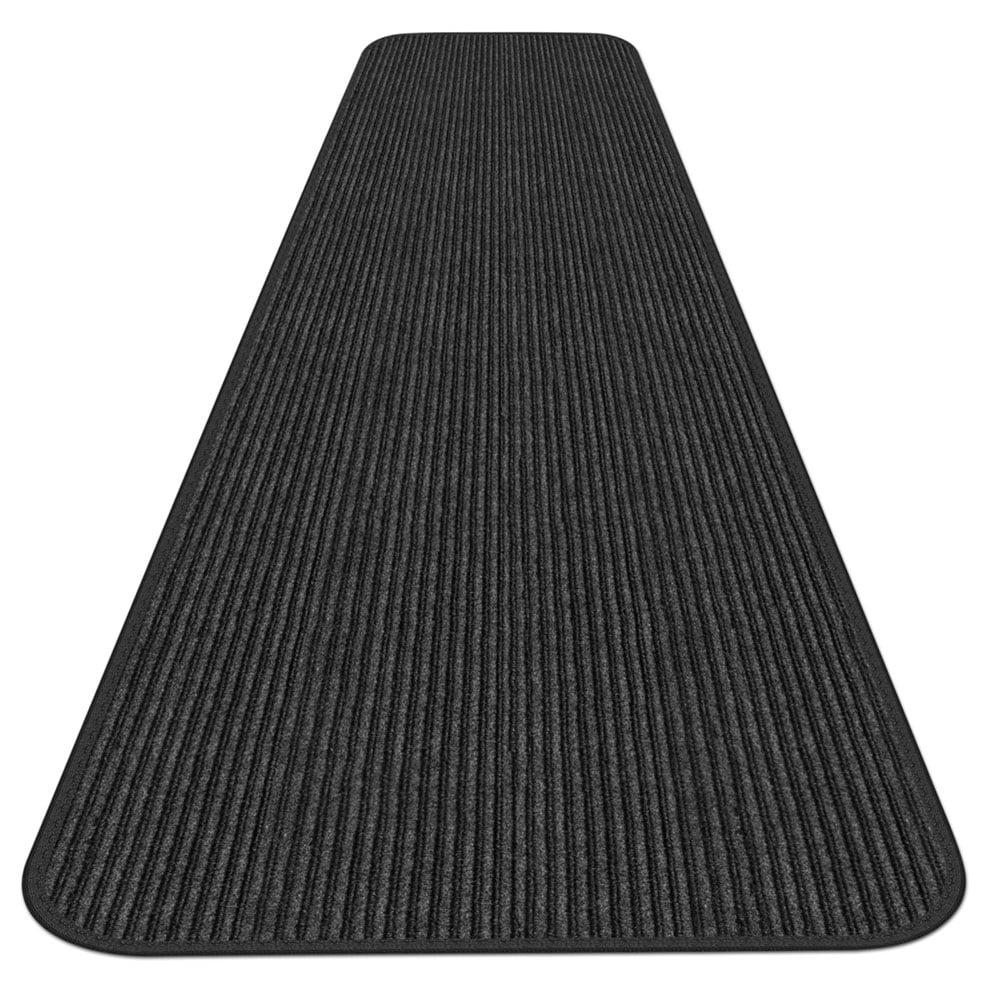 Smokey Black 4' x 20' Indoor/Outdoor Ribbed Carpet Runner