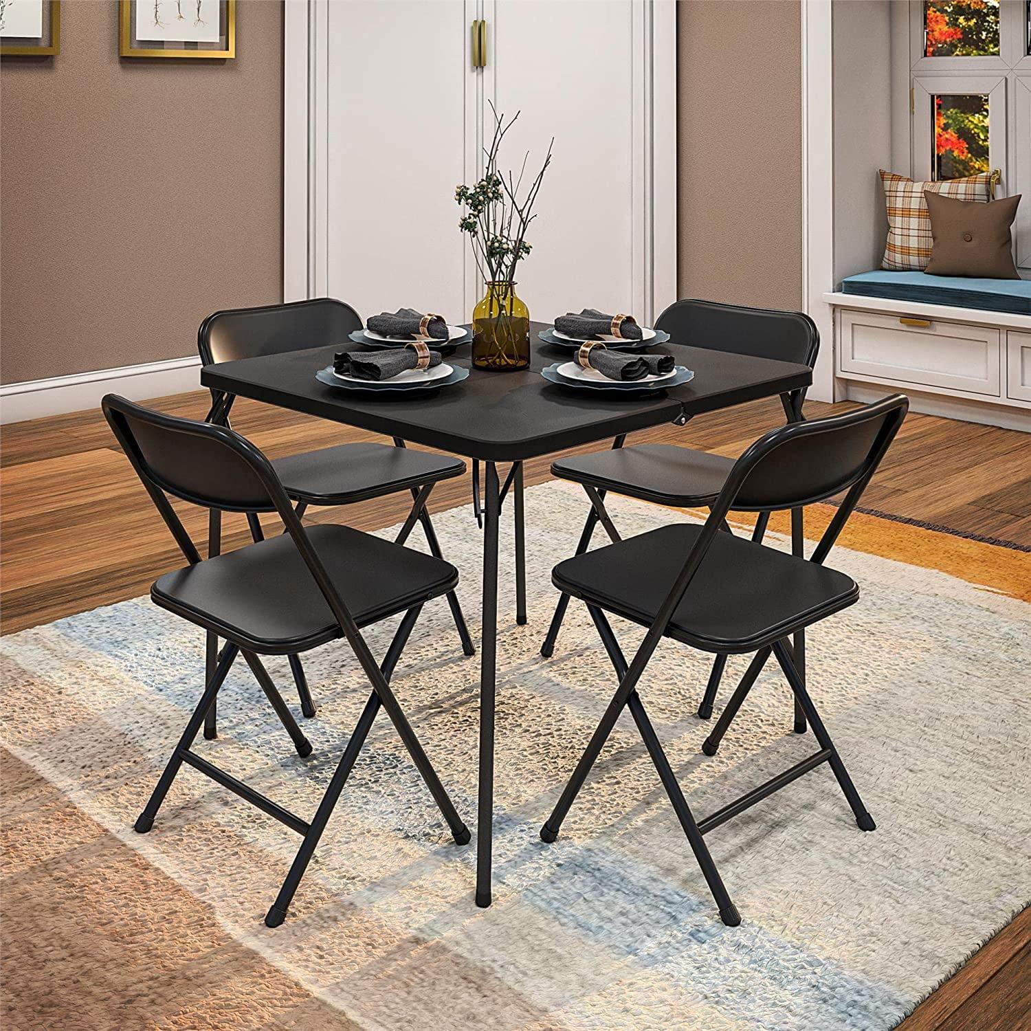 Cosco 5-Piece Black Resin Folding Table & Chair Set for Indoor/Outdoor