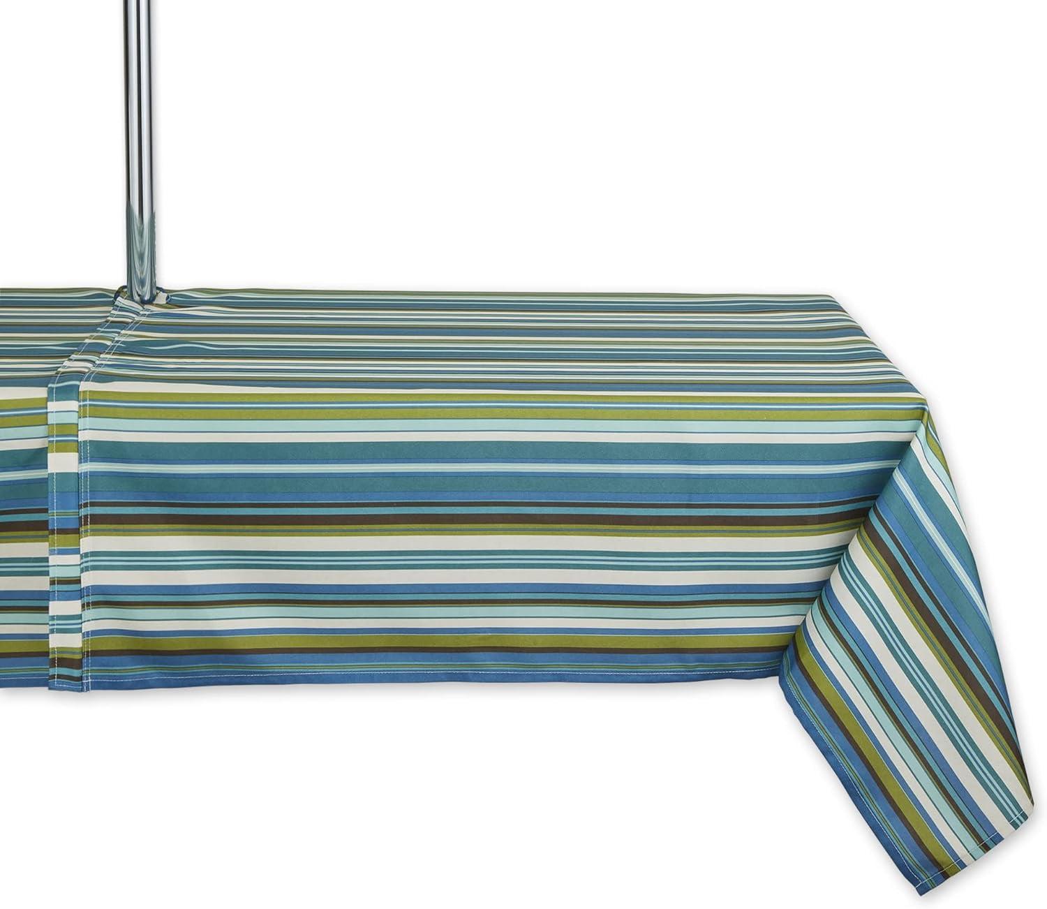 Indoor/Outdoor Tabletop Collection Multi-use, Machine Washable, Striped, Tablecloth, 60x84 w/Zipper, Beachy Print