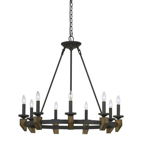 Indoor Transitional Modern 60W X 9 Cruz Metal Wood Chandelier