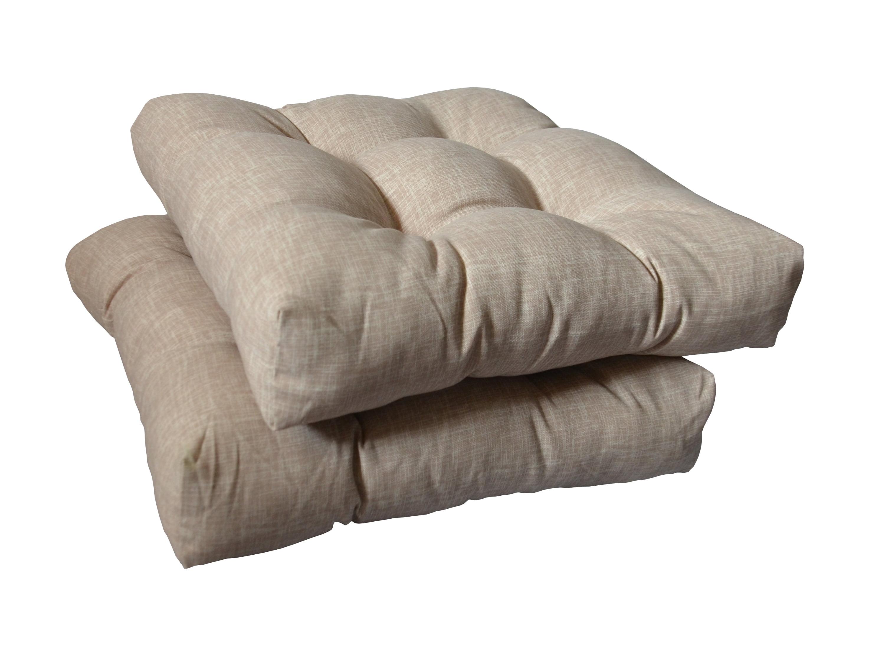 19"x19" 2pc Outdoor Seat Cushion Set Khaki - Classic Accessories: Water-Resistant, Tufted, Hand Washable