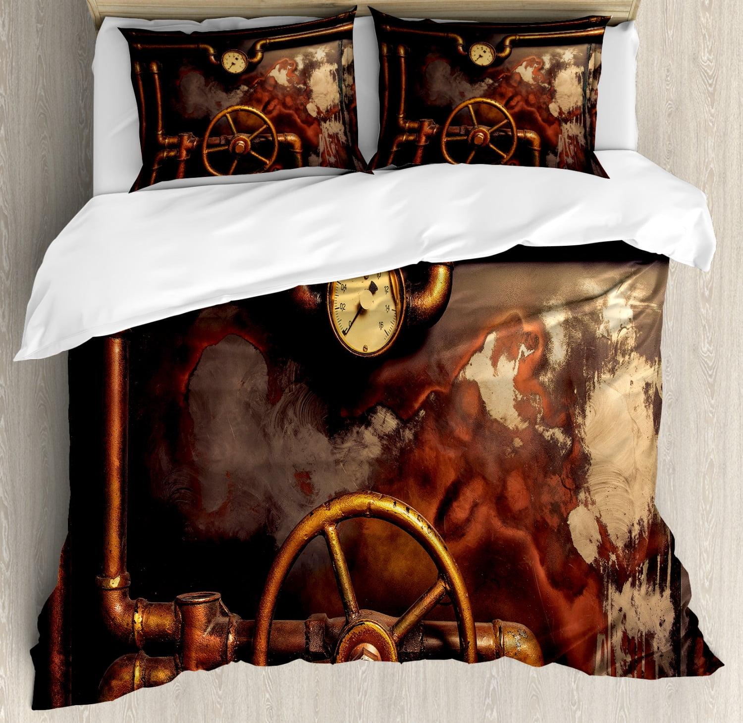 Ambesonne Industrial Steam Pipes and Pressure Gauger Vintage Damaged Timeworn Engine Duvet Cover Set | Wayfair