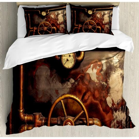 Ambesonne Industrial Steam Pipes and Pressure Gauger Vintage Damaged Timeworn Engine Duvet Cover Set | Wayfair