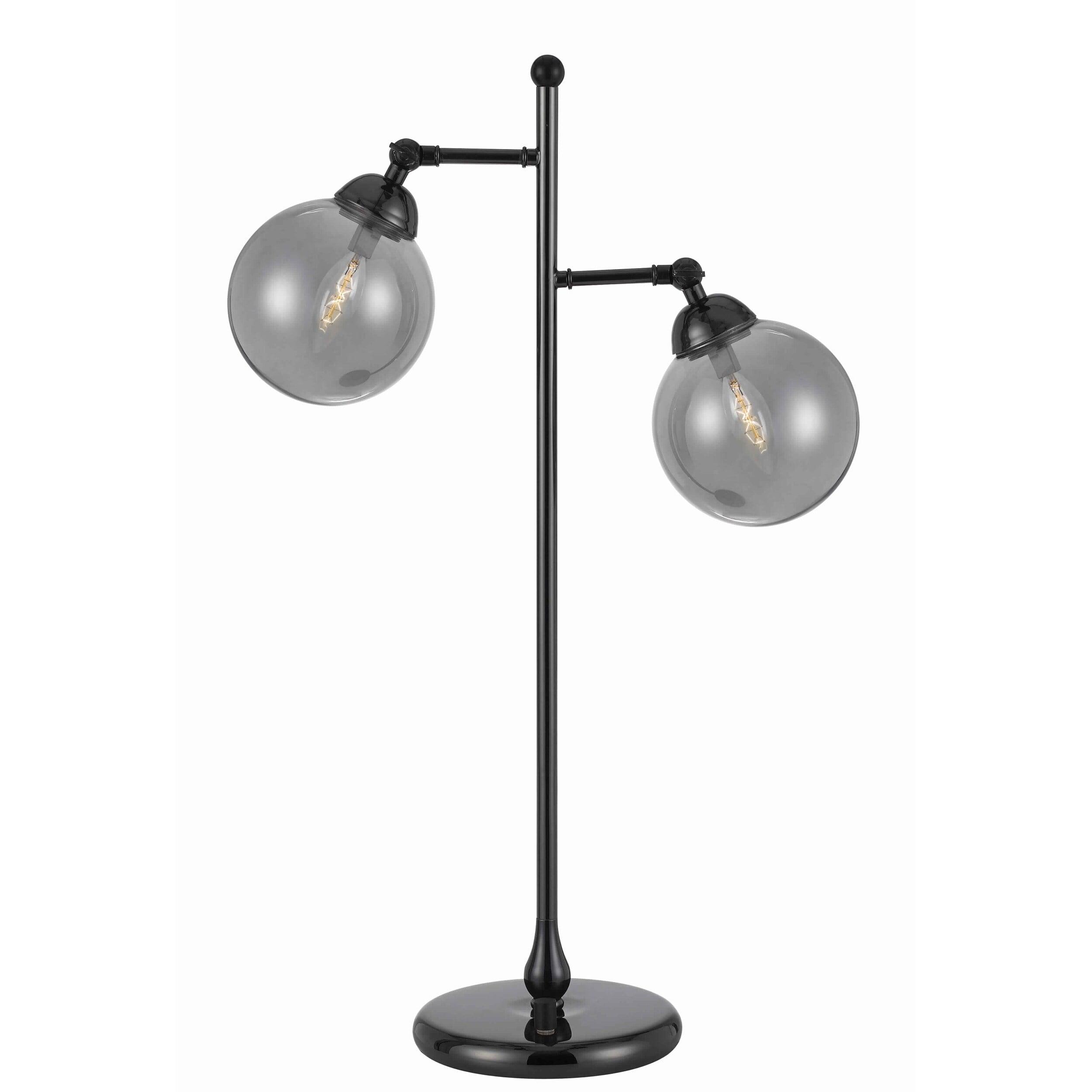 Industrial Dual Glass Ball Table Lamp in Black with 3-Way Switch