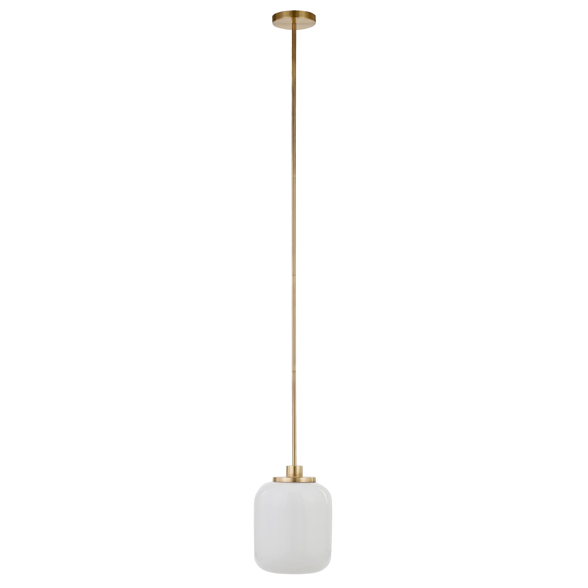 Brass and Milk Glass Jar Pendant Light