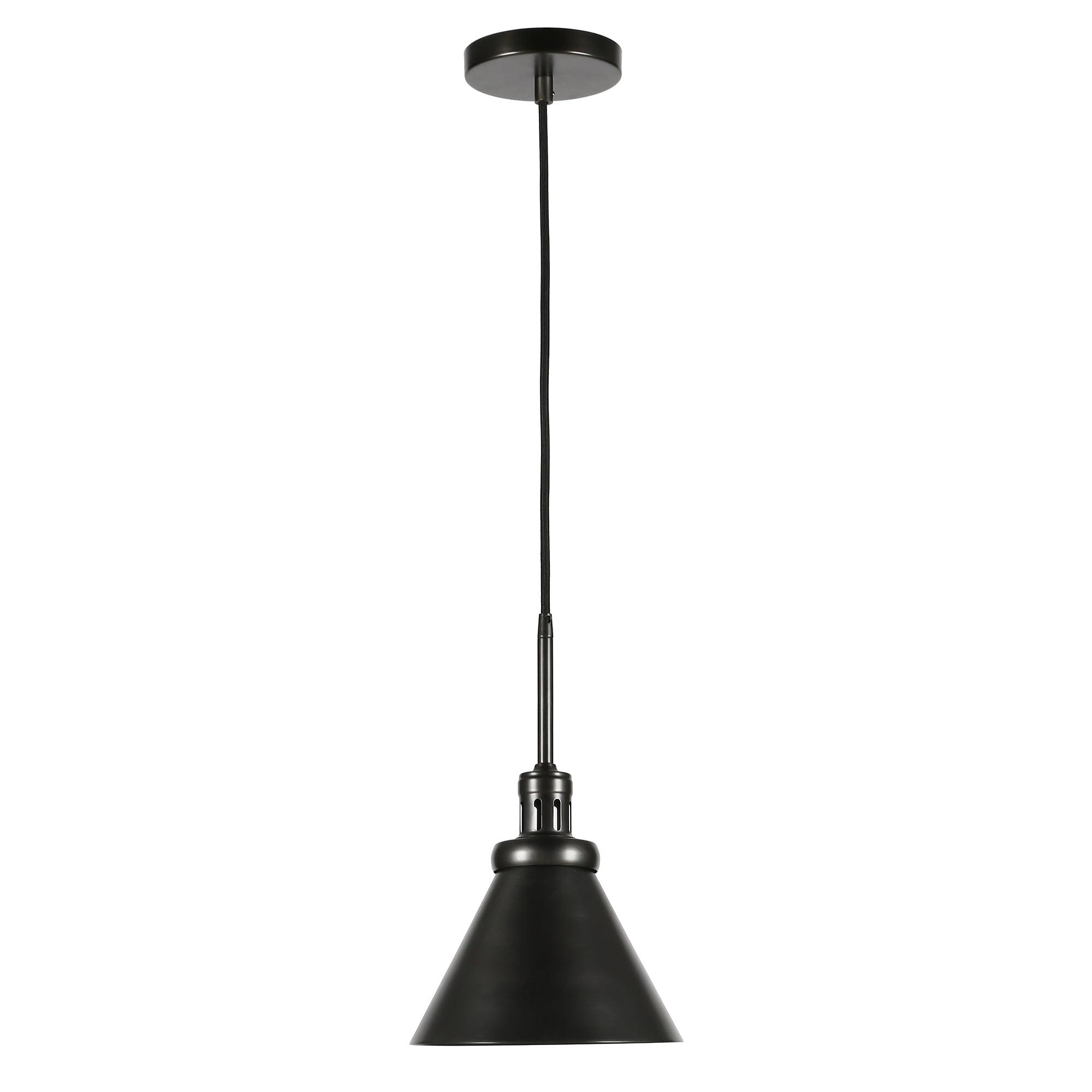 Zeno Brushed Black Mini Drum Pendant with Adjustable Cord