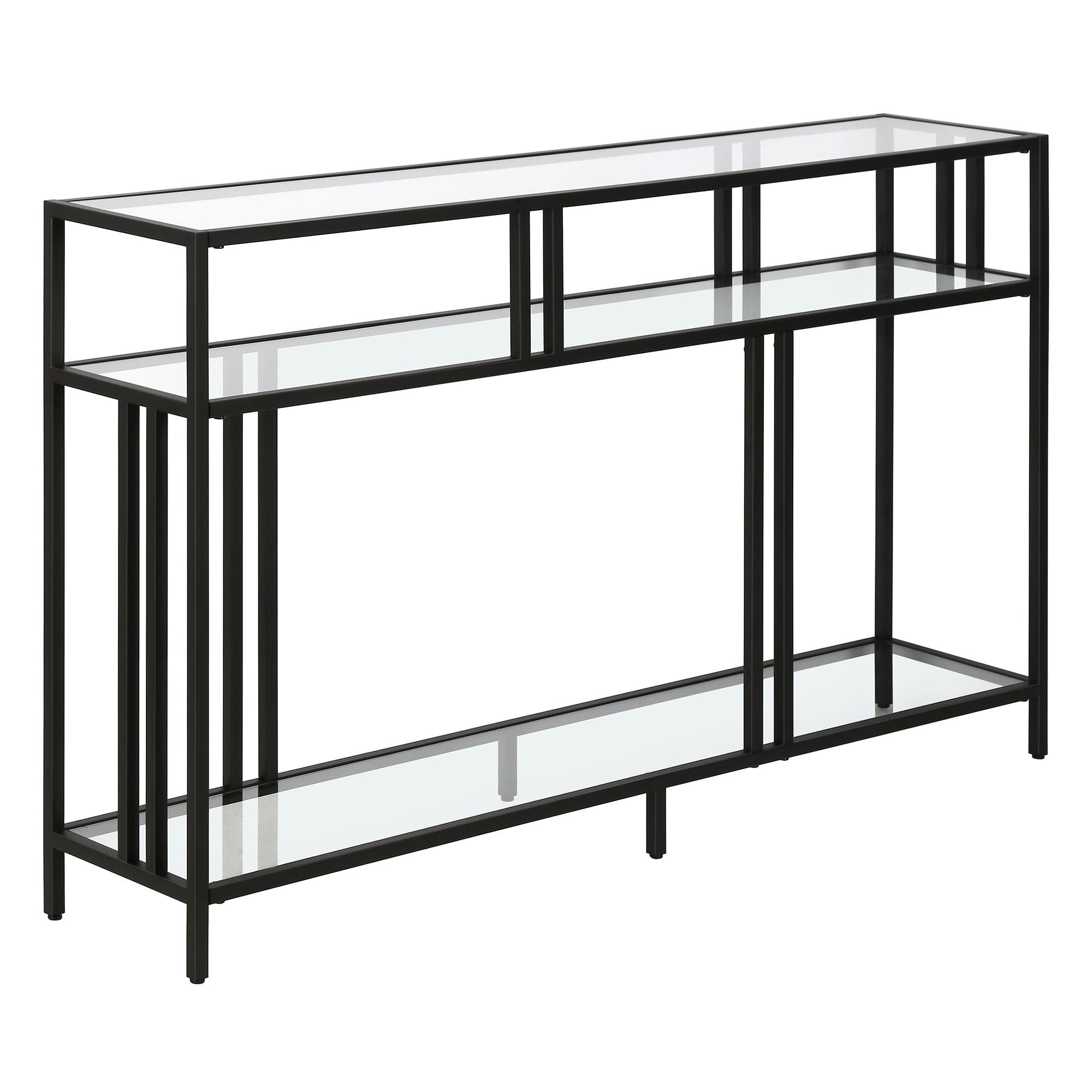 Henn&Hart 48" Blackened Bronze Metal/Glass Console Table