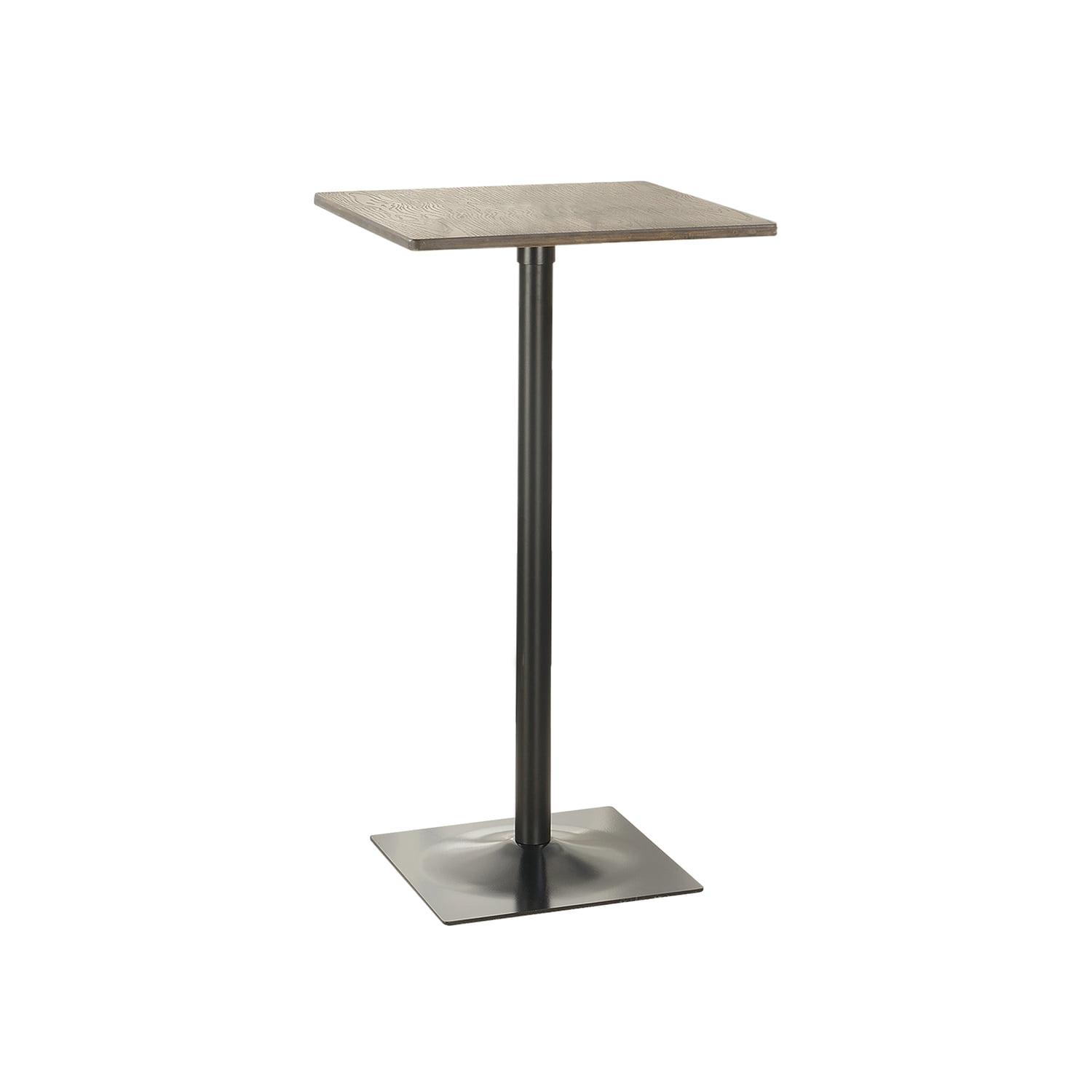 Chic Industrial Black Metal and Brown Wood Square Bar Table