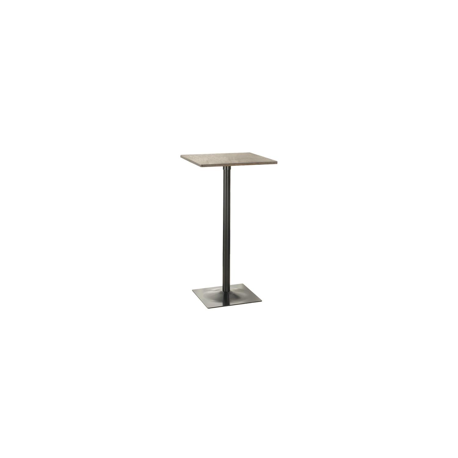 Chic Industrial Black Metal and Brown Wood Square Bar Table