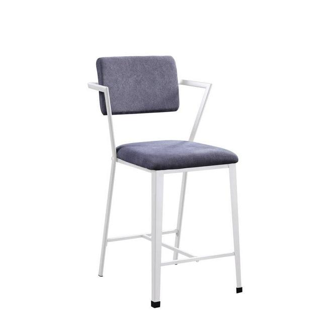 Cargo 24" Counter Height Barstool Gray Fabric and White - Acme Furniture: Cotton Upholstery, Metal Frame, Adjustable Height