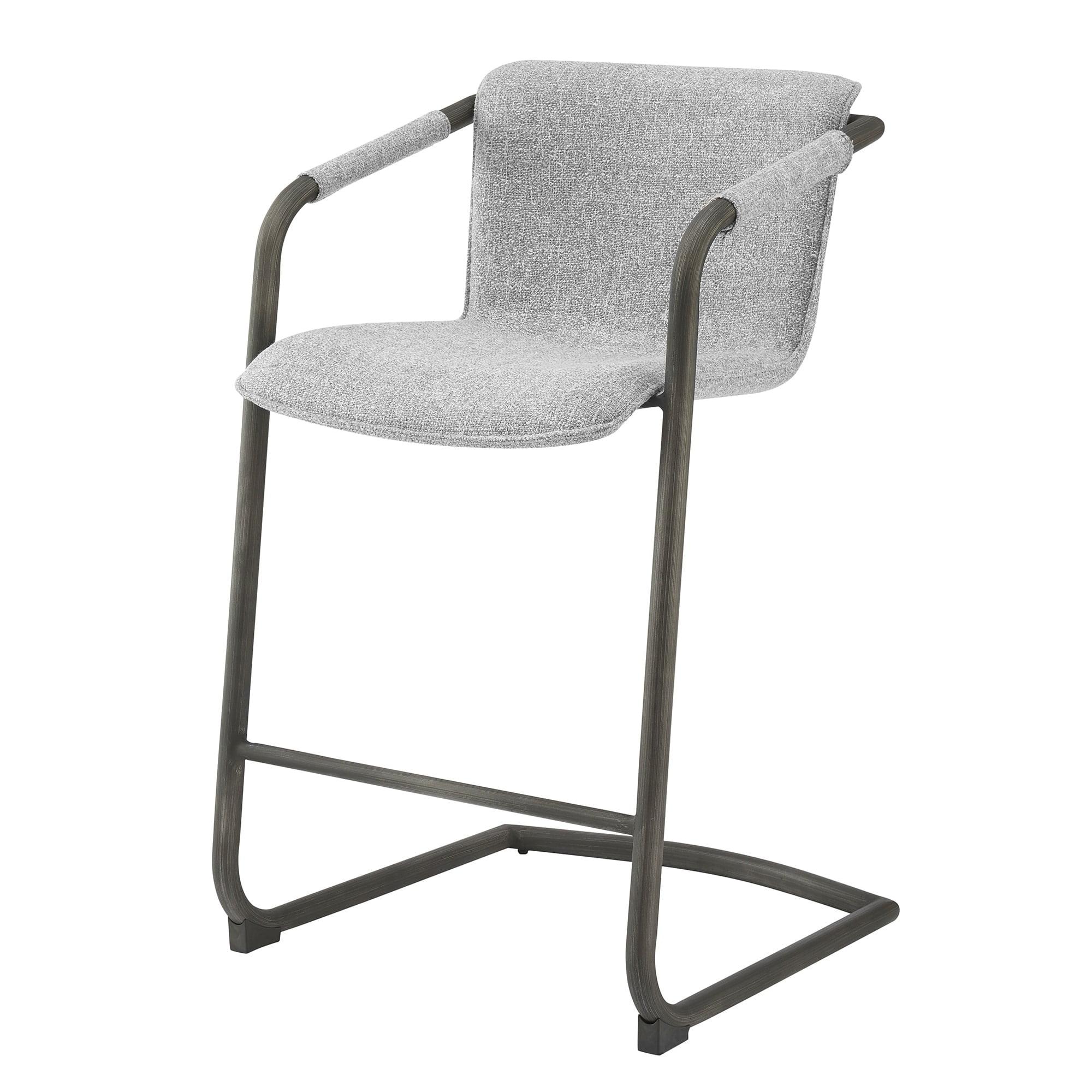 Indy Adjustable 25'' Blazer Light Gray Leather & Metal Counter Stool