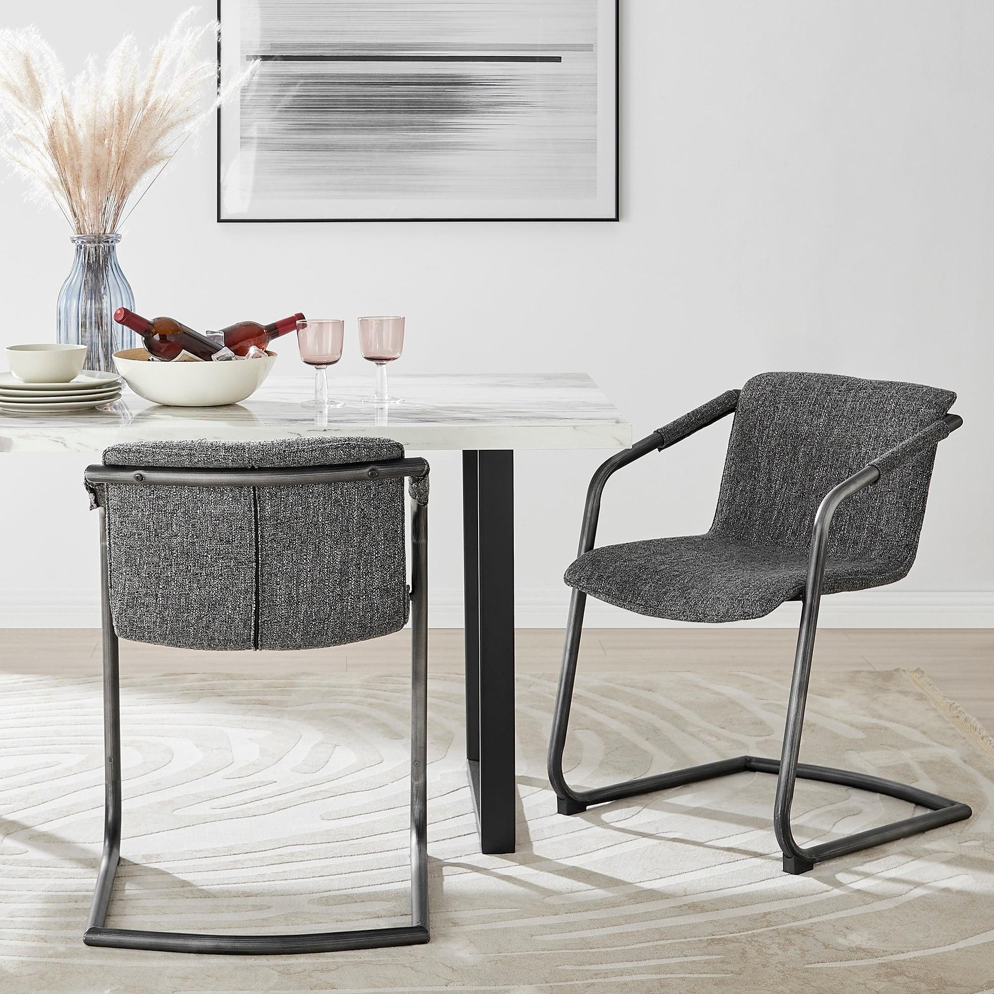 New Pacific Direct Indy 19.5" Fabric Dining Chair in Blazer Dark Gray (Set of 2)