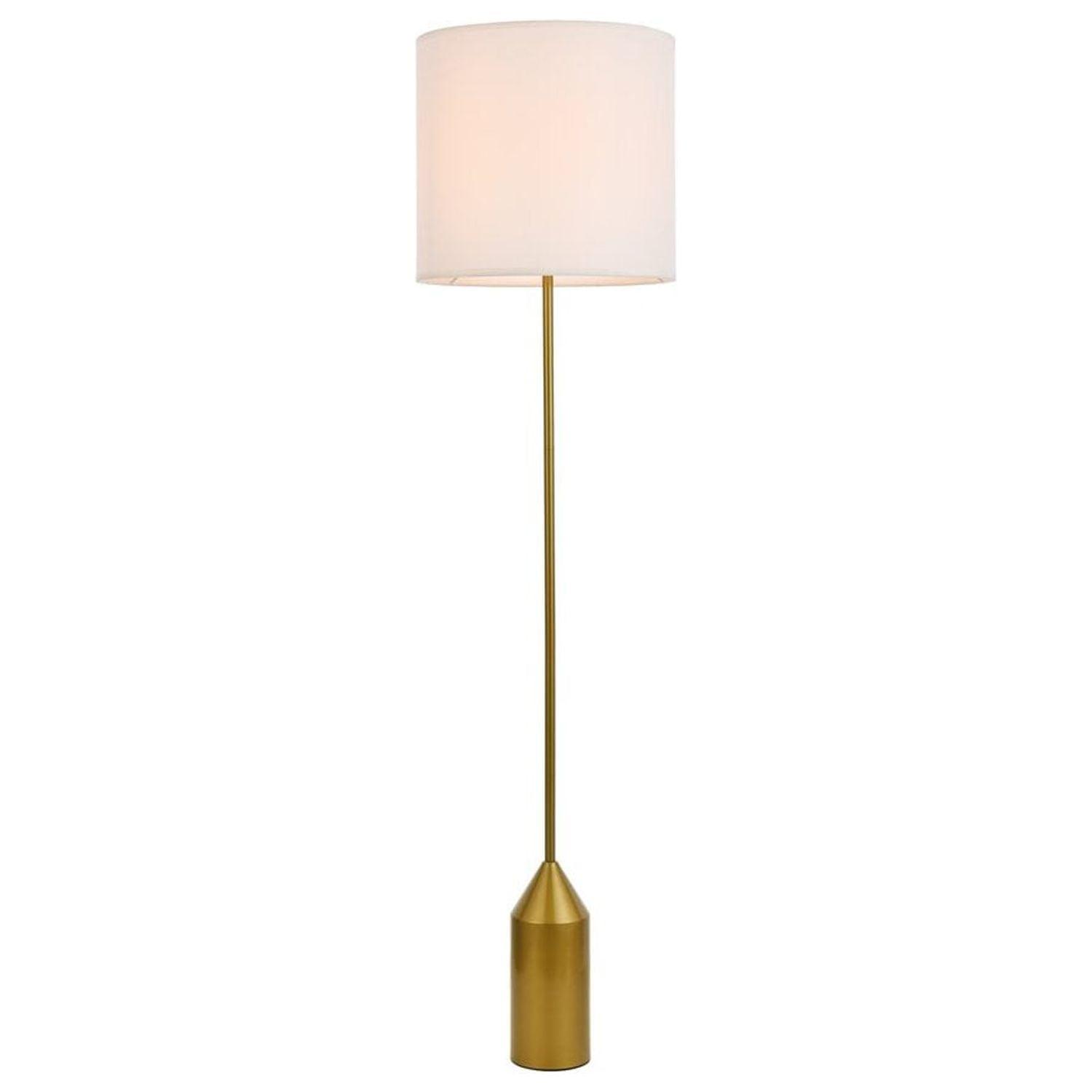 Adjustable Ines Black Brass Floor Lamp with White Fabric Shade