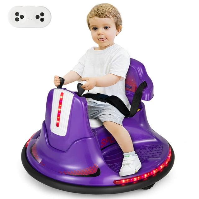 Honeyjoy 12V Bumper Car for Kids Toddlers Electric Ride On Car Vehicle with 360° Spin Purple