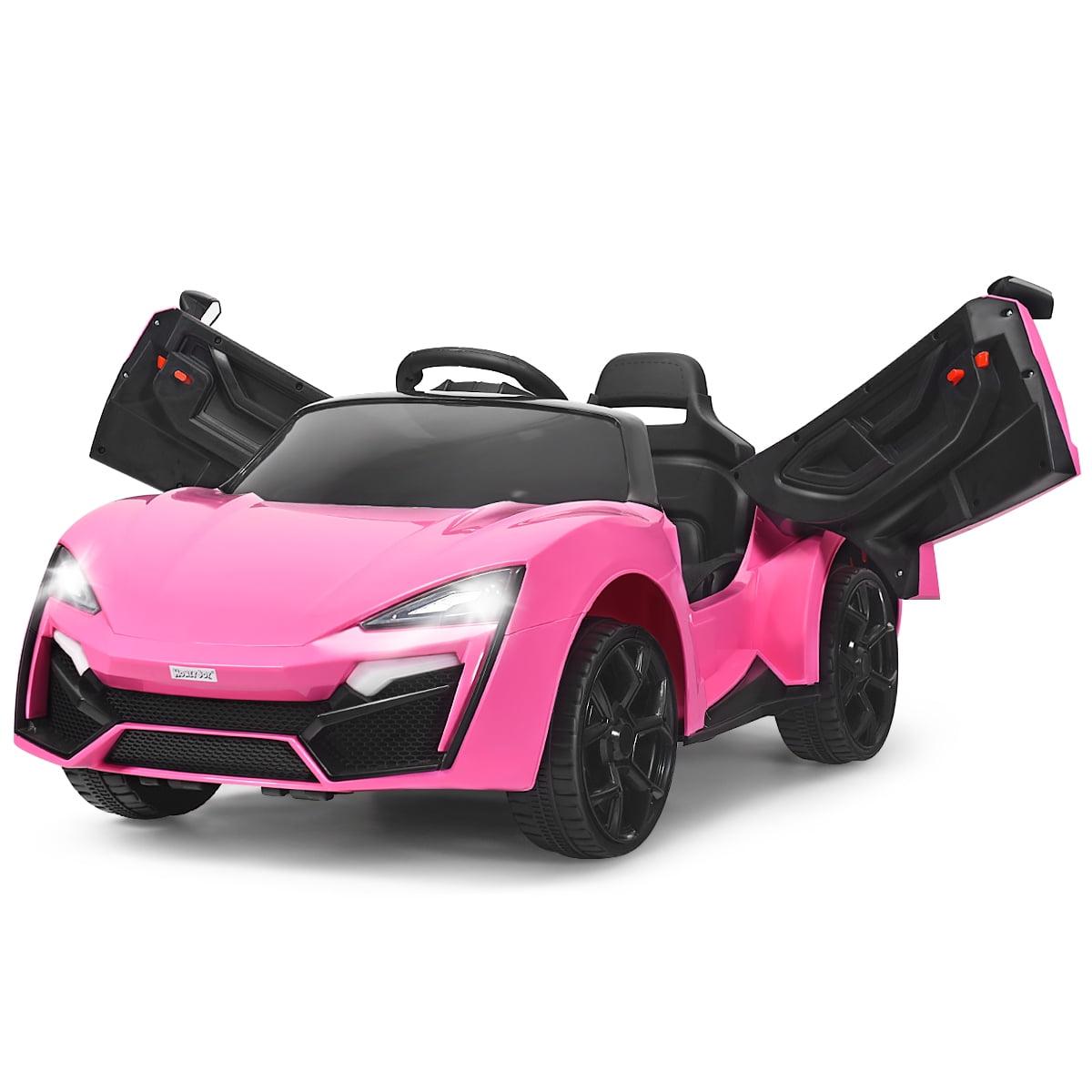 Pink 12V Kids Ride-On Car with LED Lights and MP3