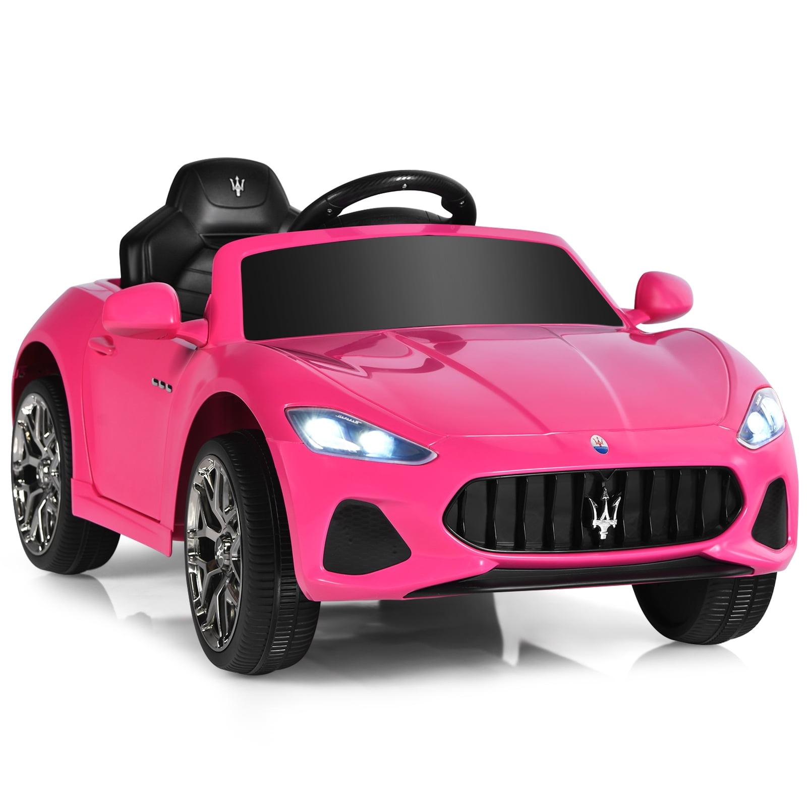 Joywhale 12V Kids Ride on Car Licensed Maserati Battery Powered Electric Vehicle for Kids Ages 3-6, with 2.4G Remote Control, Metal Suspension, Safety Belt, Bright Headlights, Music & FM, Pink