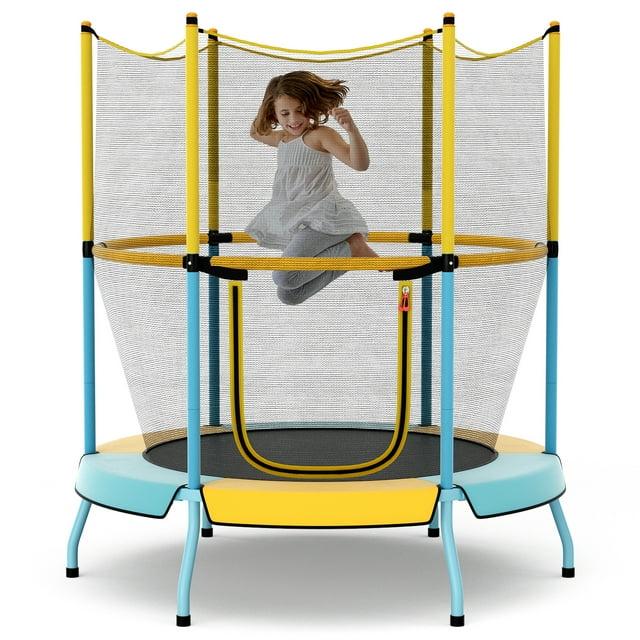 Costway 48" Toddler Trampoline for Kids with Safety Enclosure Net Heavy-duty Frame Yellow